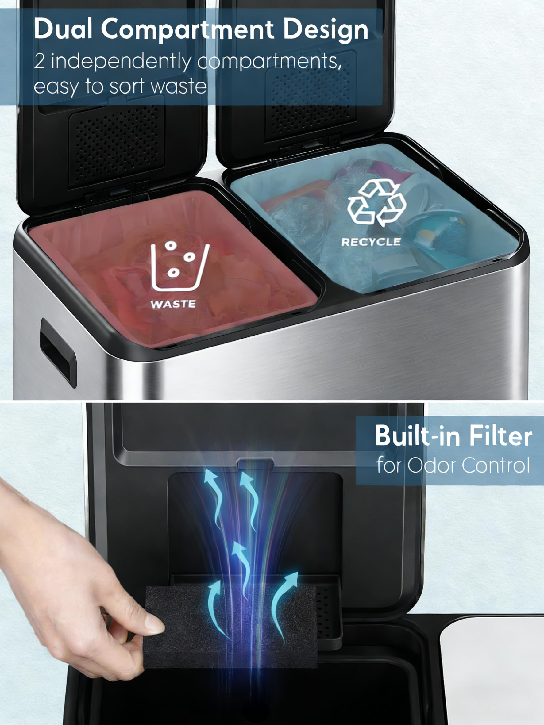 16Gal Dual Trash Can w (2 Count)