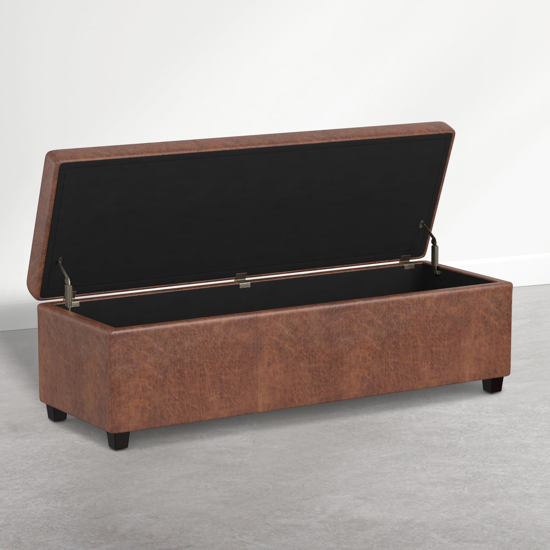 Avalon 54" Vegan Leather Ottoman in Distressed Pecan Brown