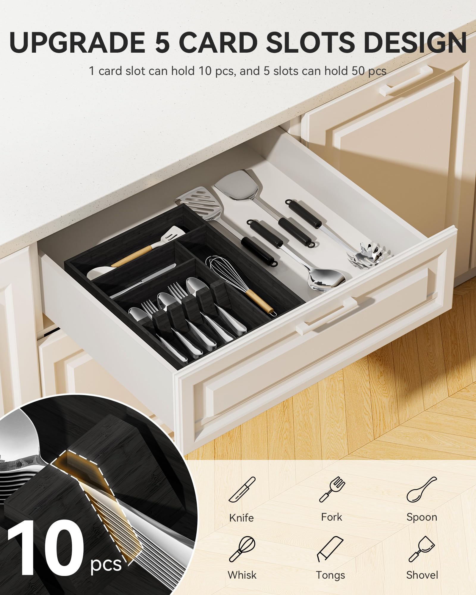 ofidra Bamboo Silverware Organizer