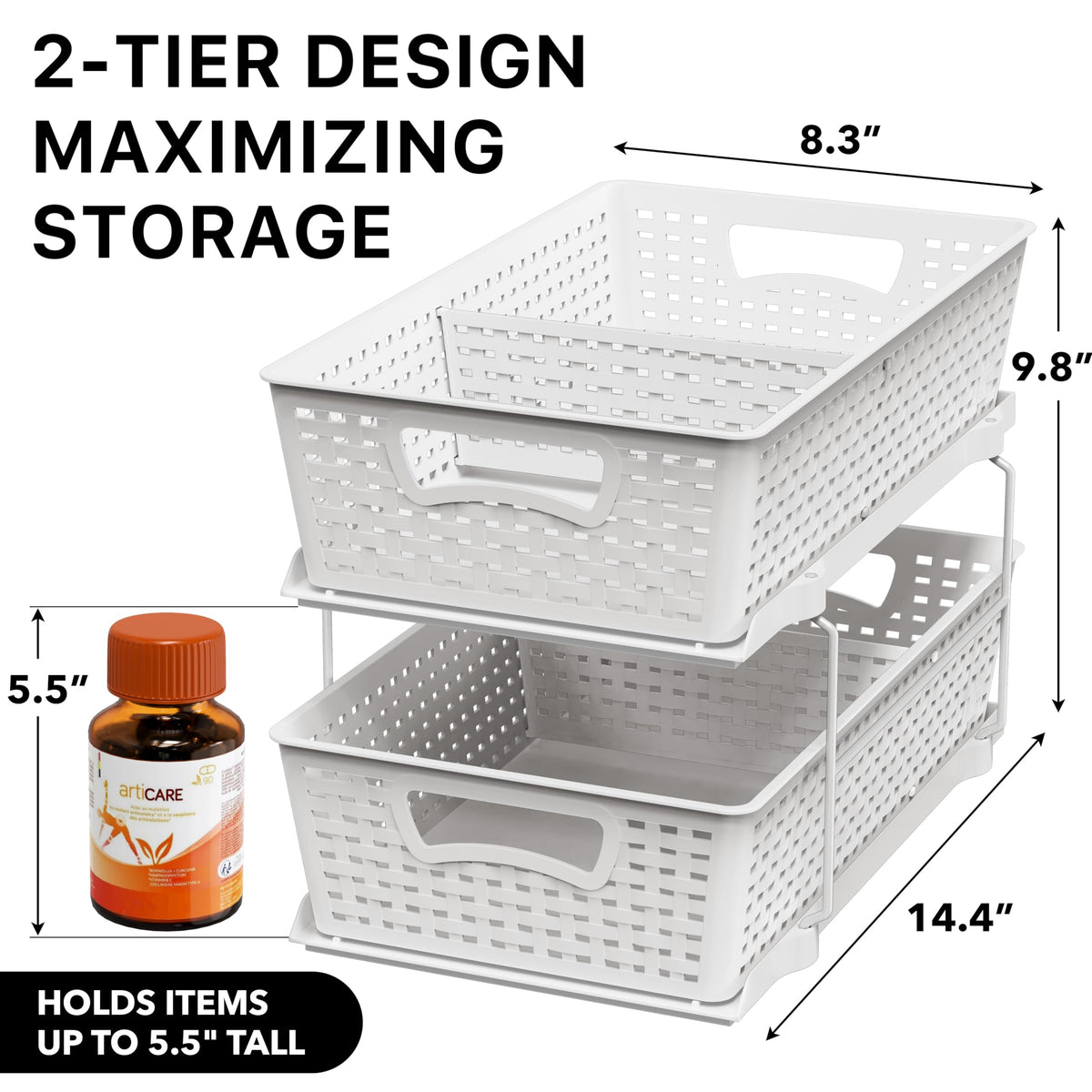 2 Tier Pull Out Sliding Drawer Under Sink Storage