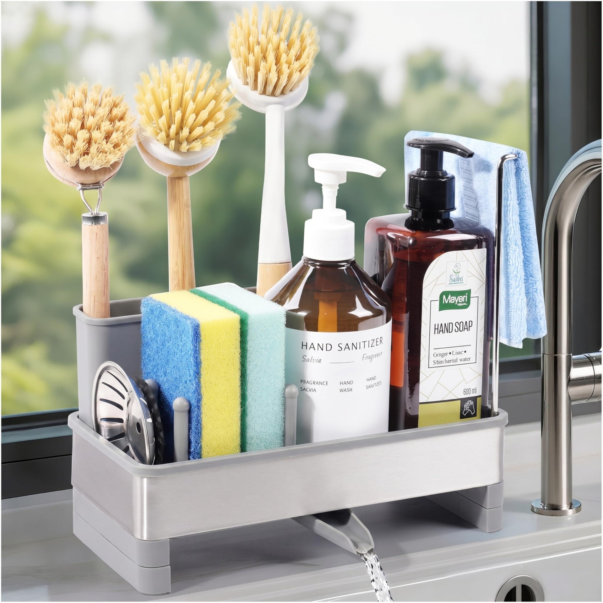 Sponge Holder for Kitchen Sink Caddy Organizer