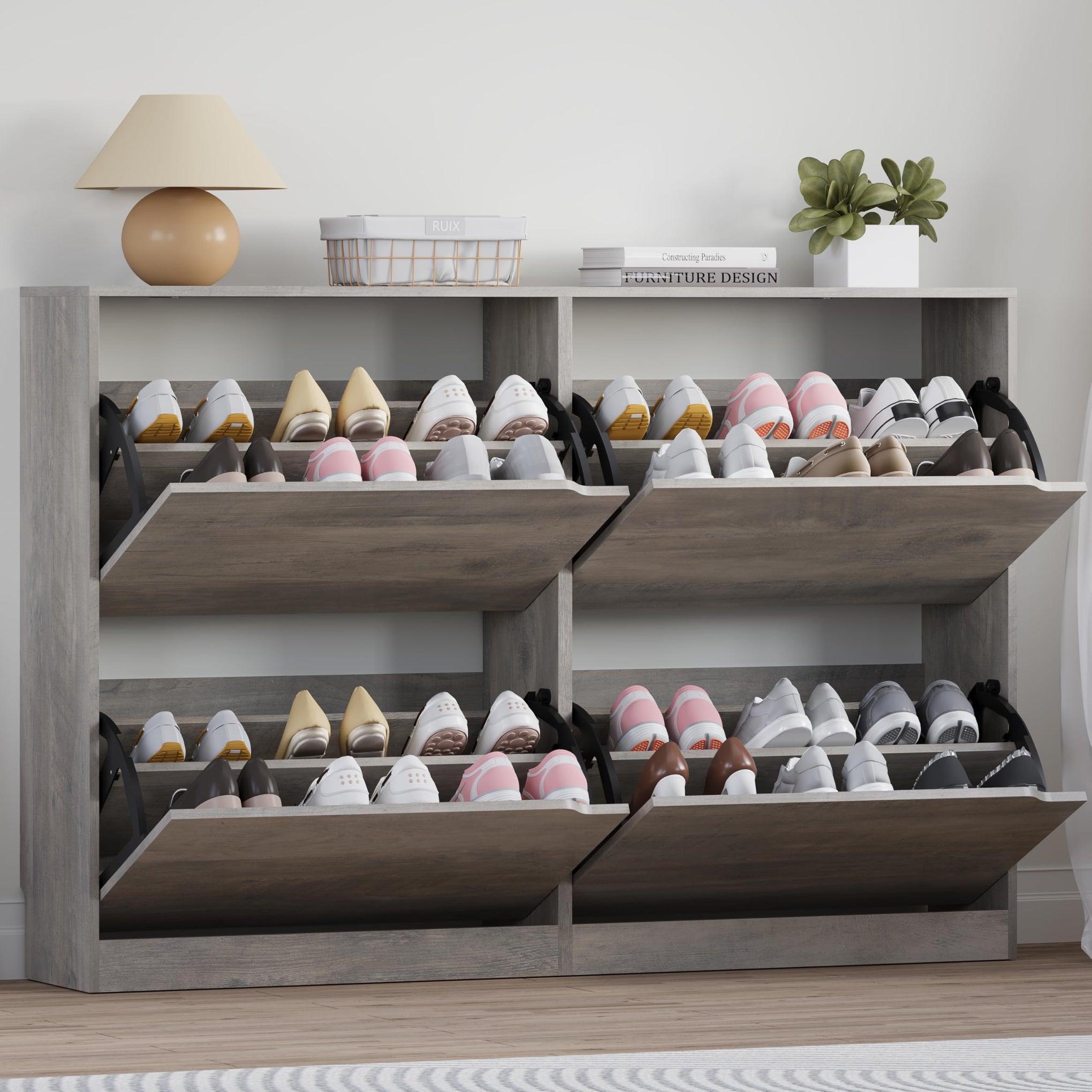 Shoe Cabinet with 4 Flip Drawers