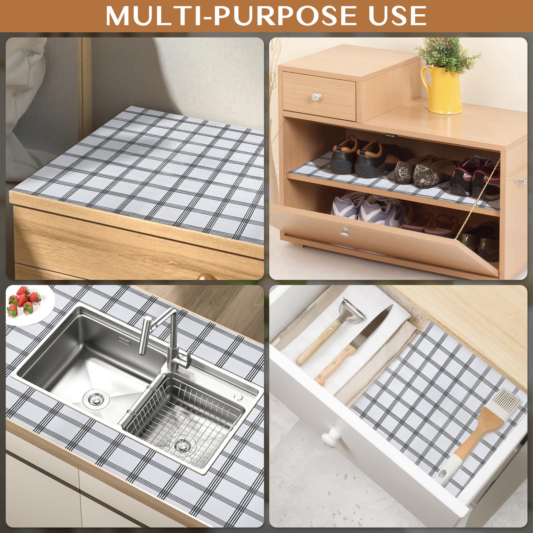 Non Adhesive Shelf and Drawer Liner for Kitchen Cabinets