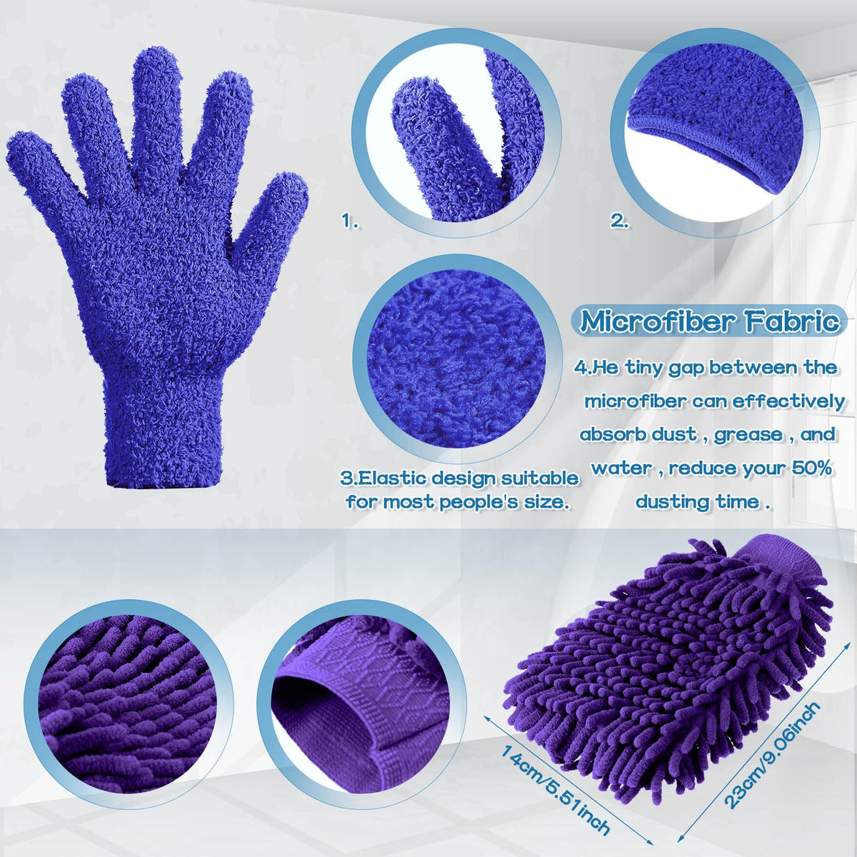 6 Pcs Micro Dusting Mitt Plant Cleaning
