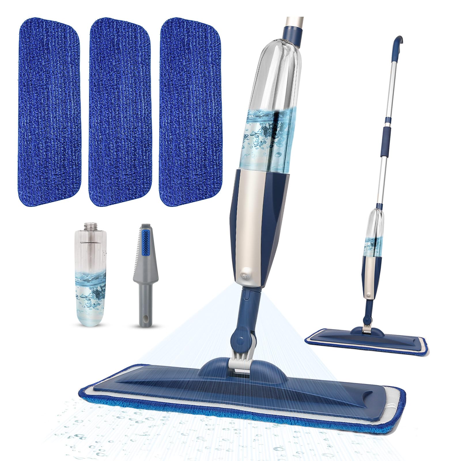 Microfiber Hardwood Floor Spray Mop with 3 Pads & Refillable Bottle