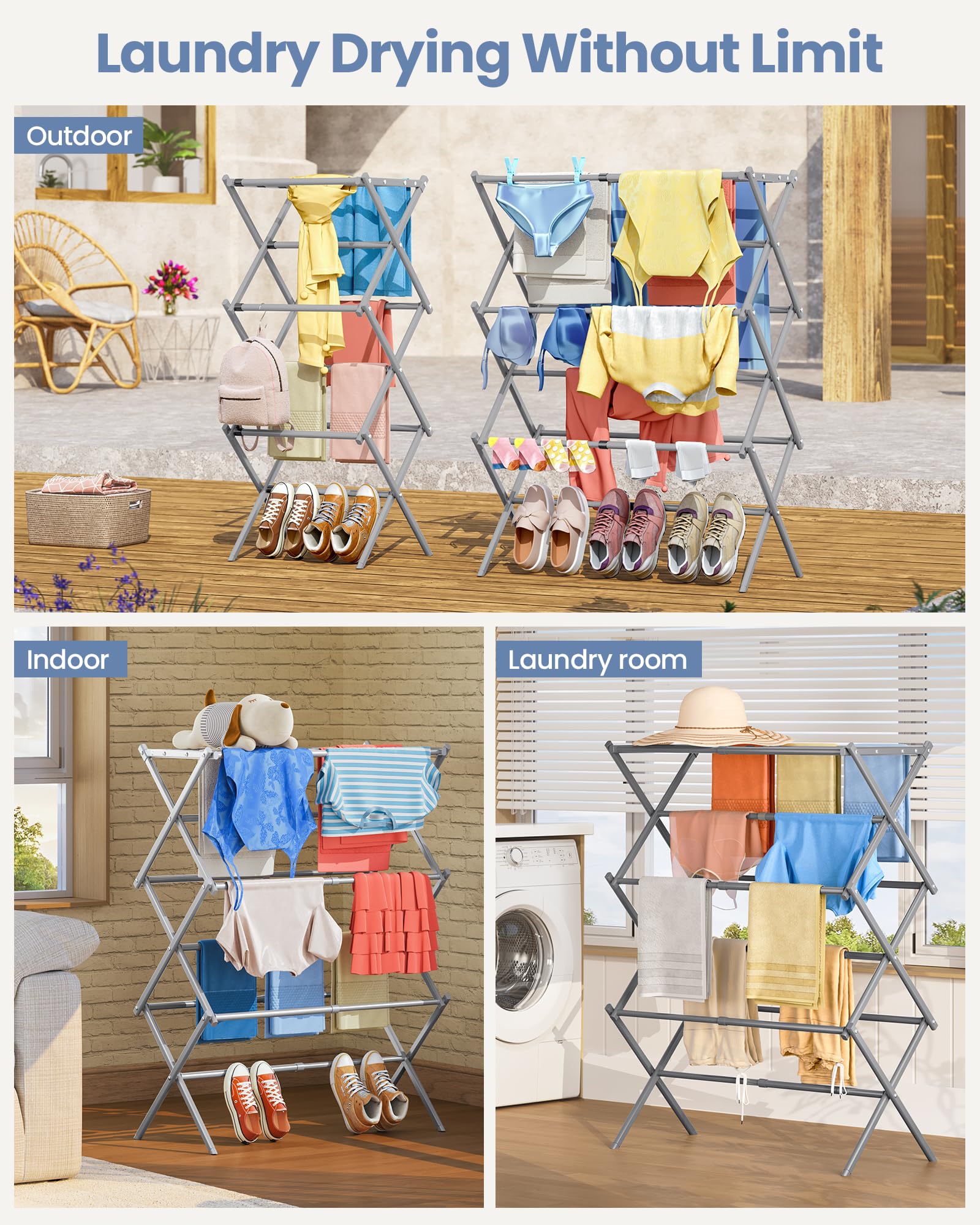 Oversize 3 Tier Clothes Drying Rack