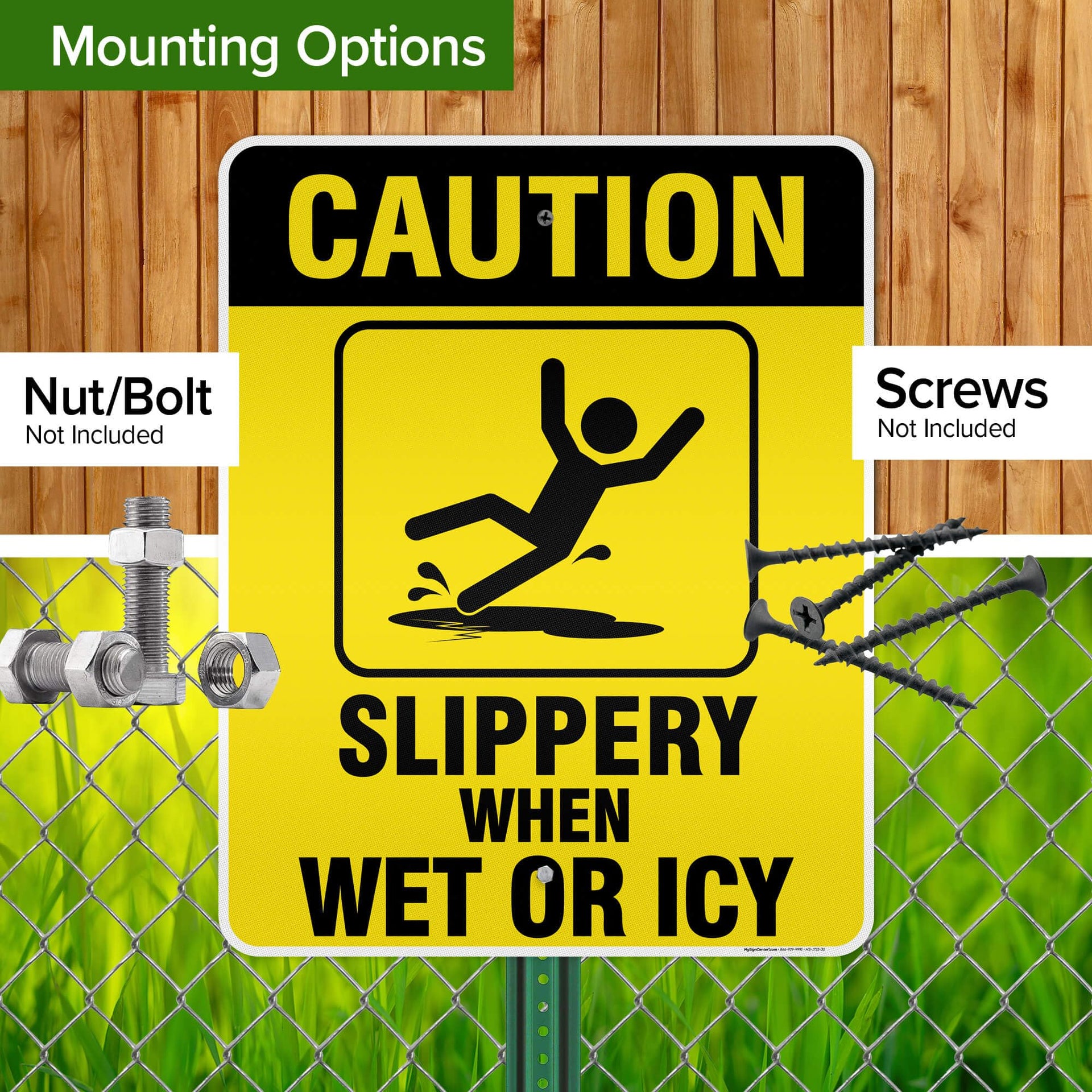 Caution Slippery When Wet Sign or ICY Sign
