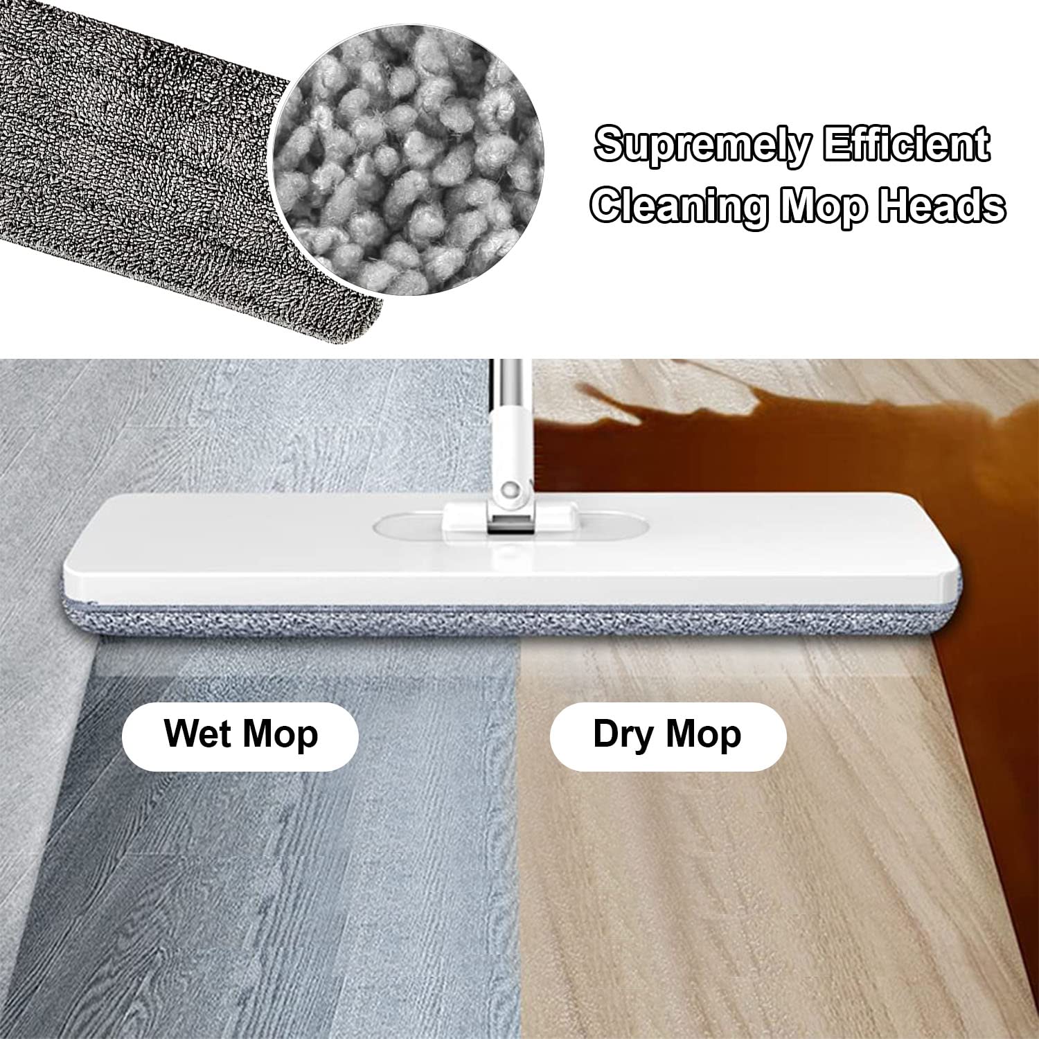 Replacement Mop Head Replacement Microfiber Mop Head Set of 2 per Pack [2 Packs] (2 Count)