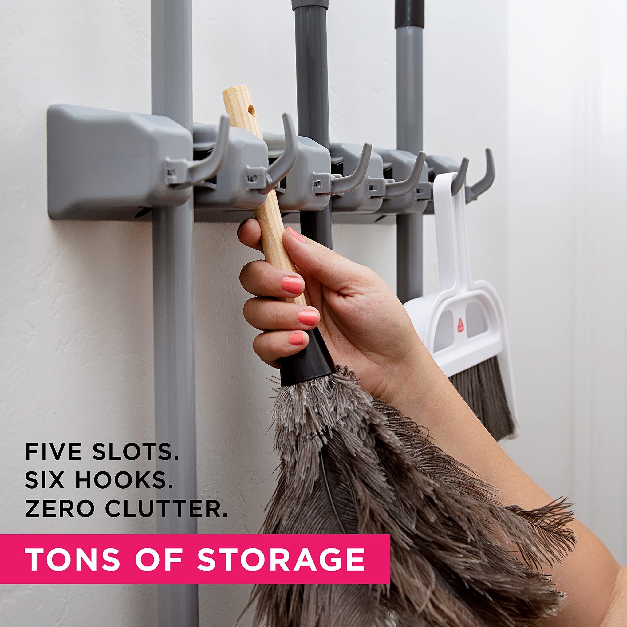 Broom Holder Wall Mount and Garden Tool Organizer