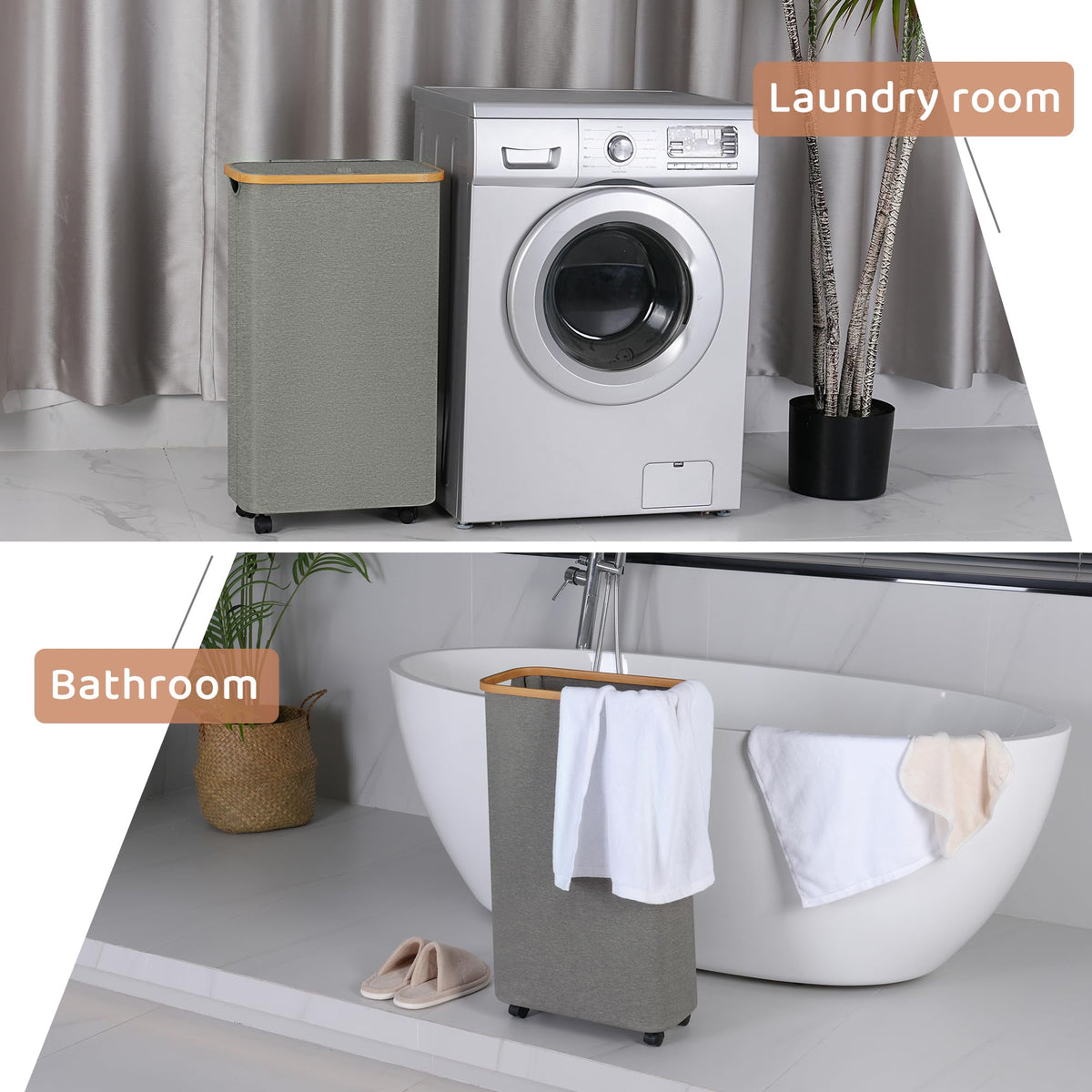 Slim Laundry Basket with Wheels