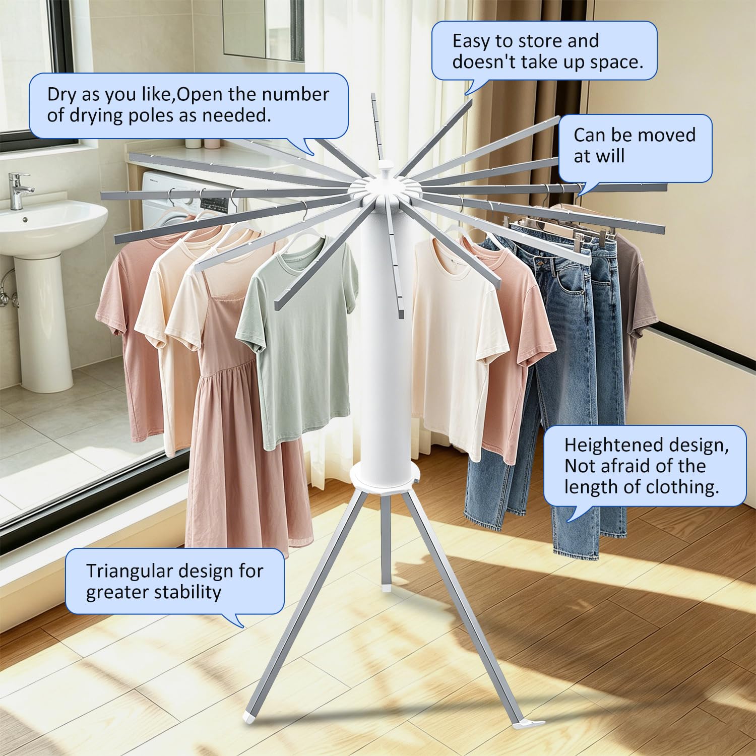 Tripod Foldable Clothes Rack