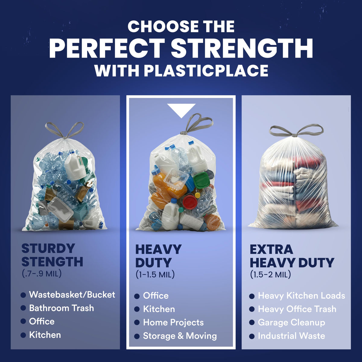 13 Gallon Trash Bags │ 1.2 Mil │ White Extra (50 Count)