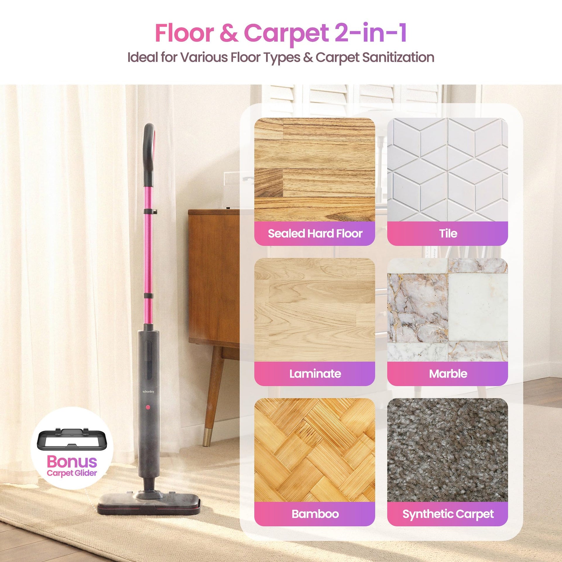 Lightweight Steam Mop for Hardwood Floor Cleaning