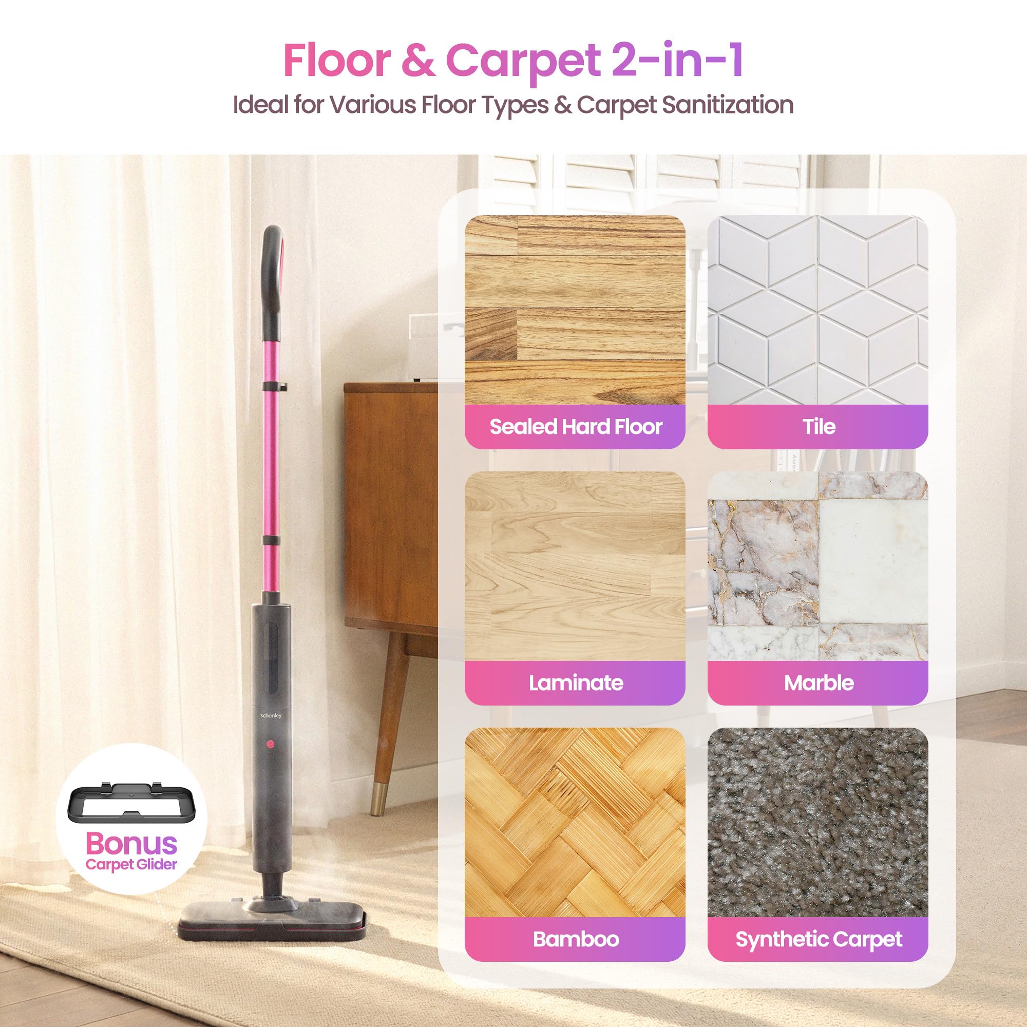 Lightweight Steam Mop for Hardwood Floor Cleaning