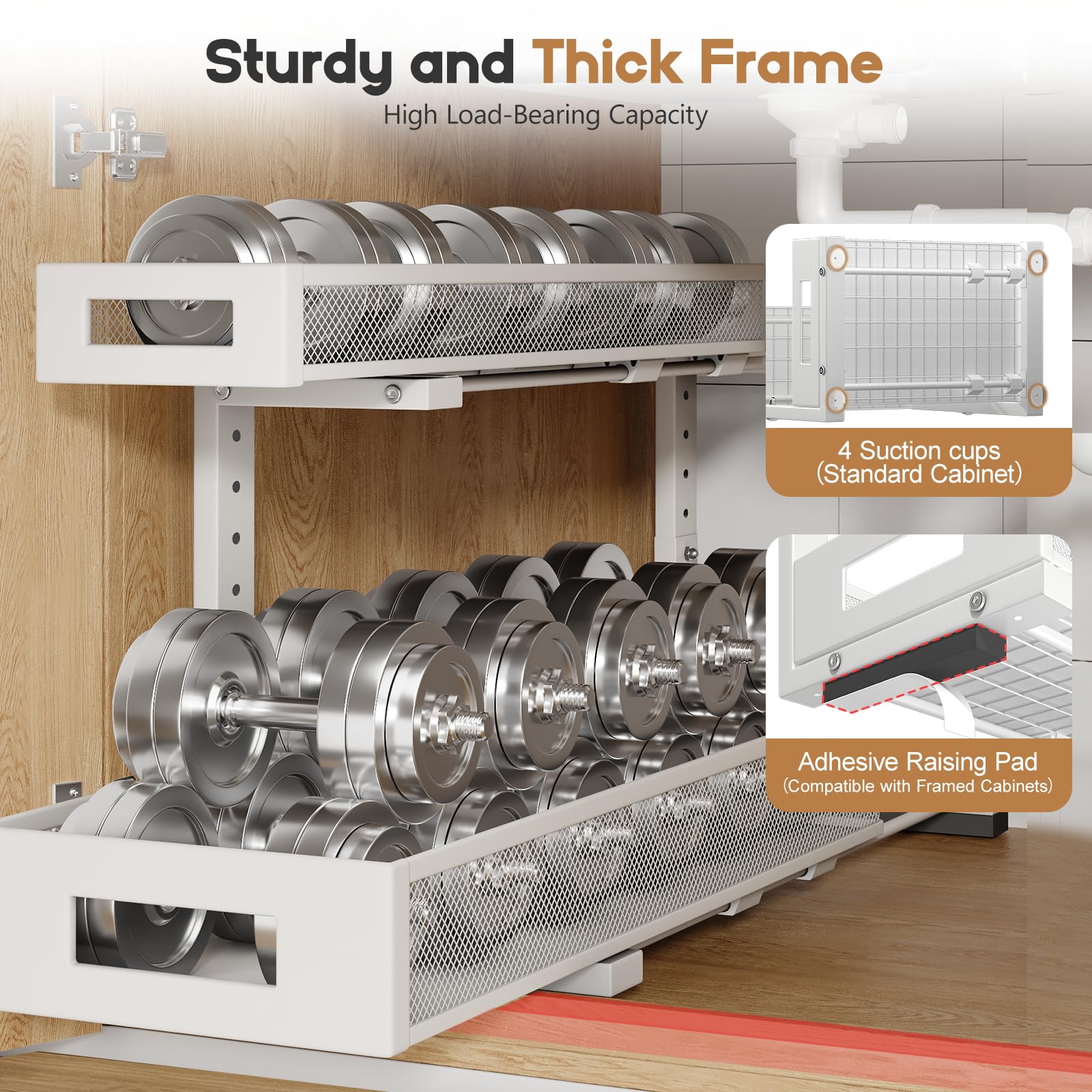 2 Pack 20.47IN Depth Under Sink Storage Organizer (2 Count)