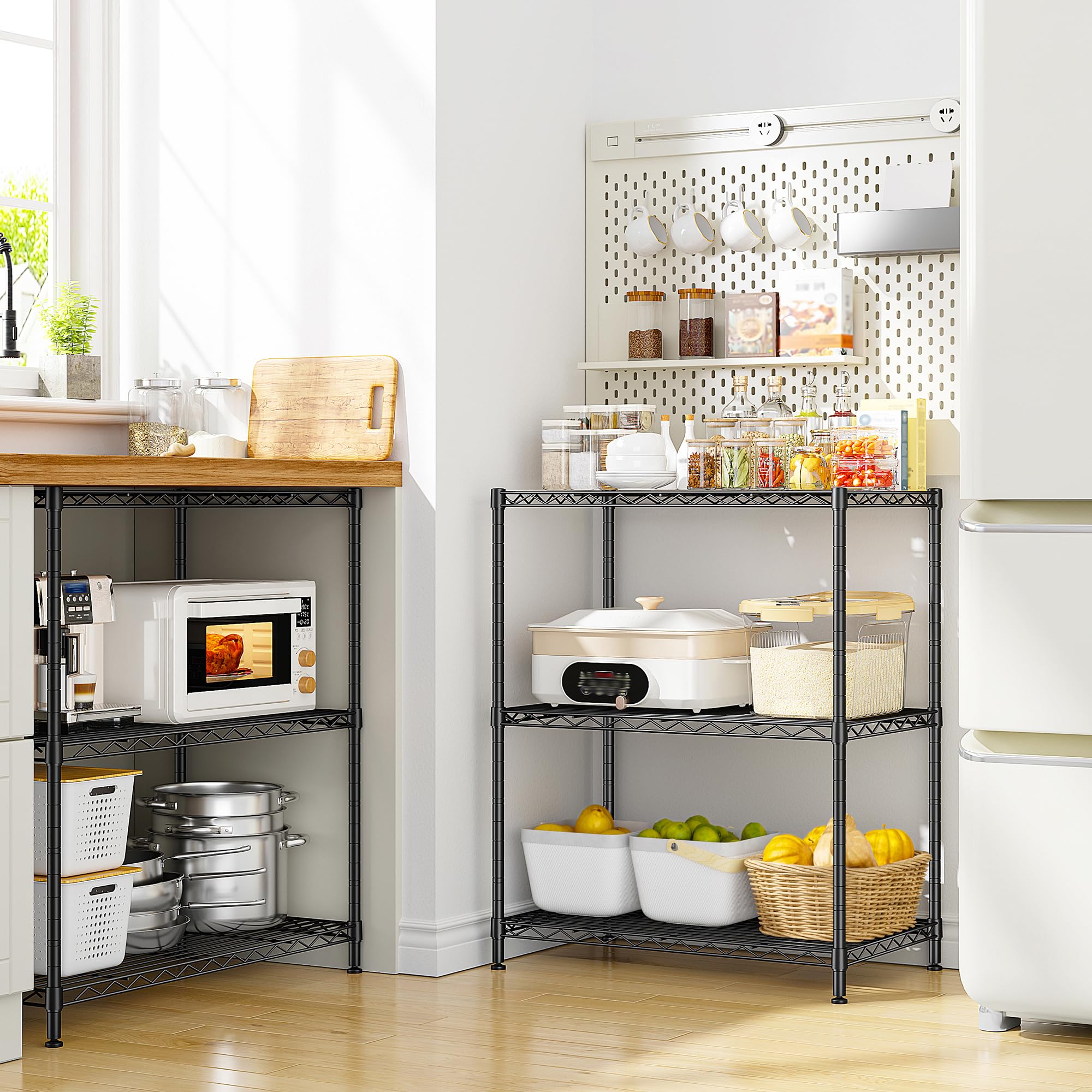 3 Tier 450LBS Adjustable Wire Shelving Unit for Kitchen