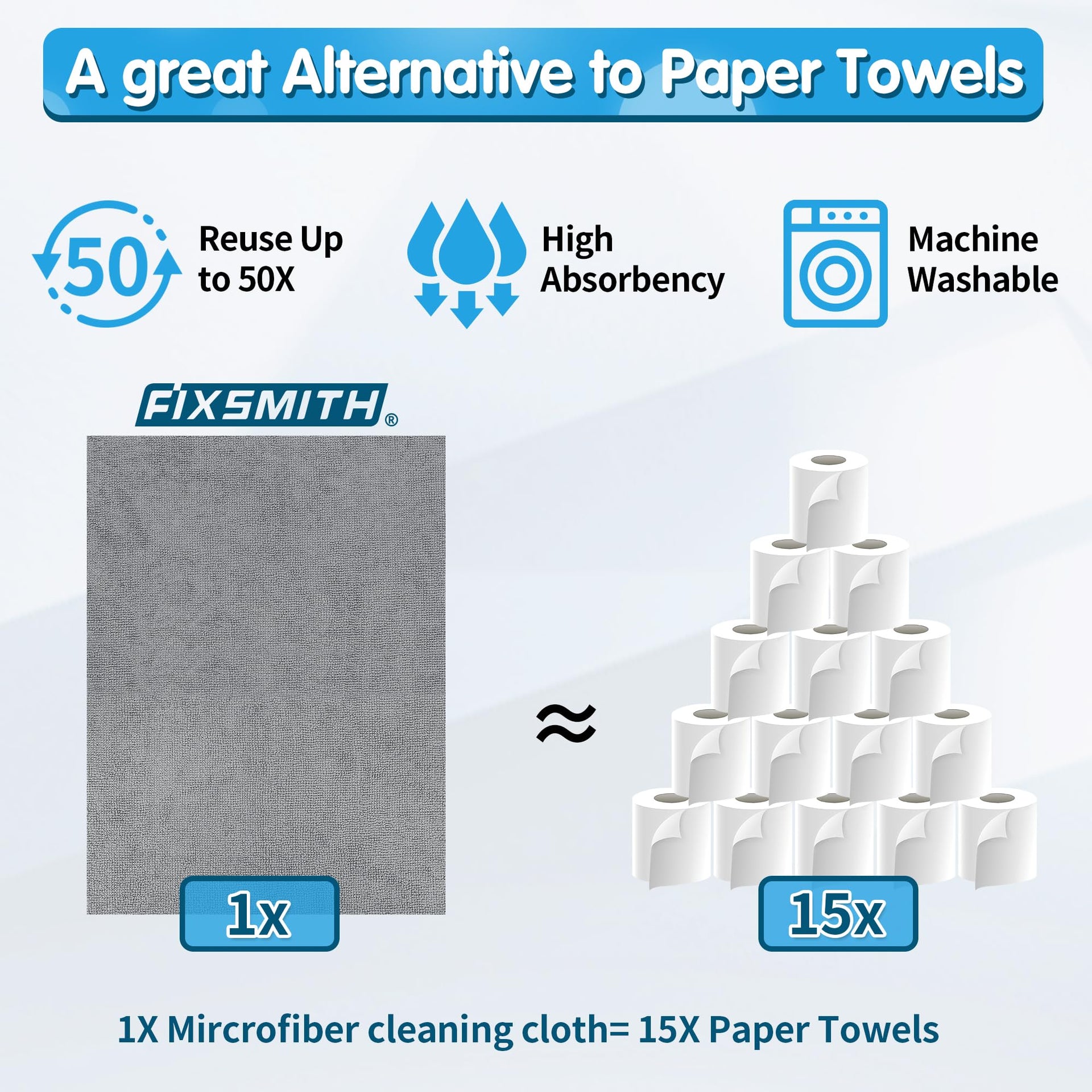 Grey Microfiber Cleaning Cloth (50 Count)