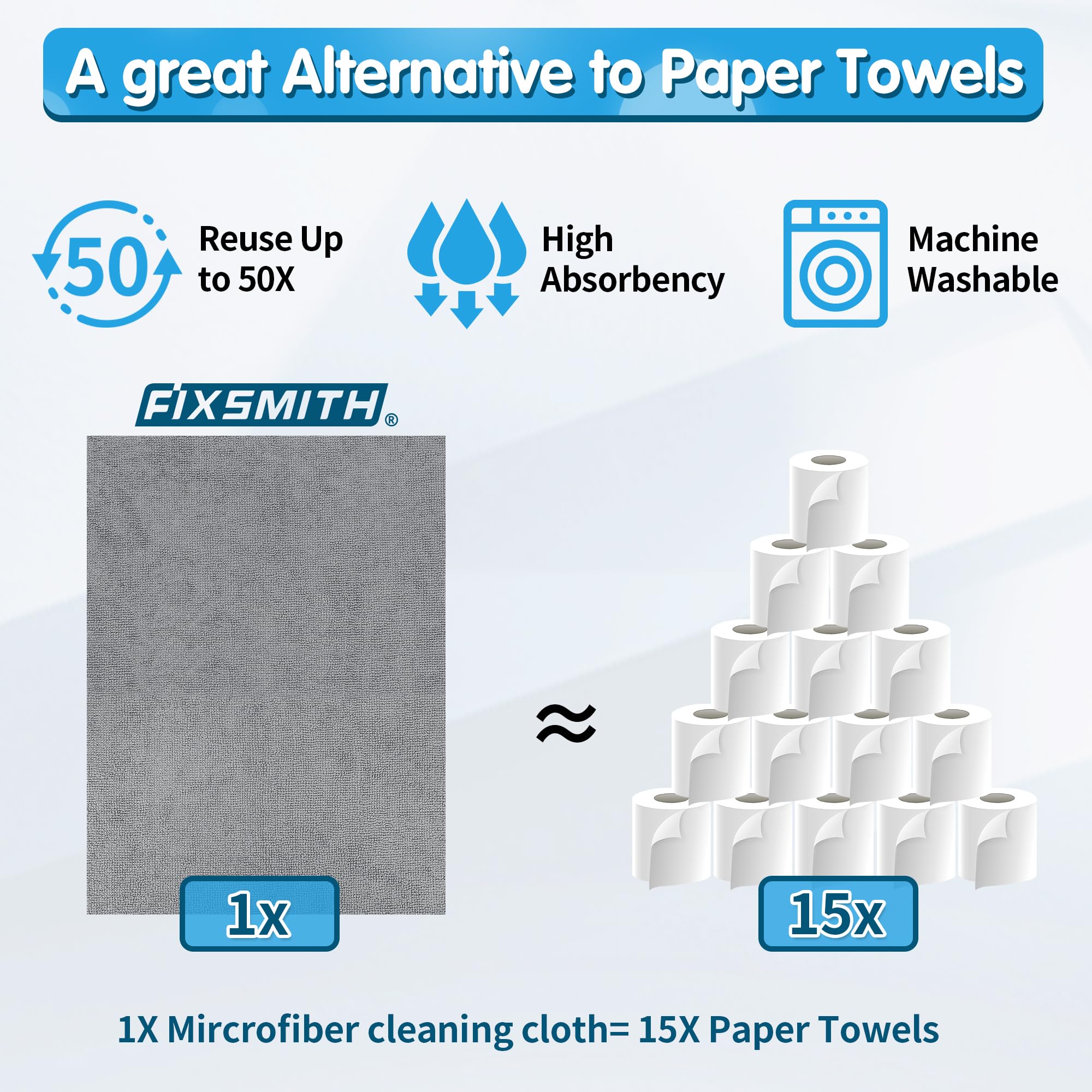 Grey Microfiber Cleaning Cloth (50 Count)