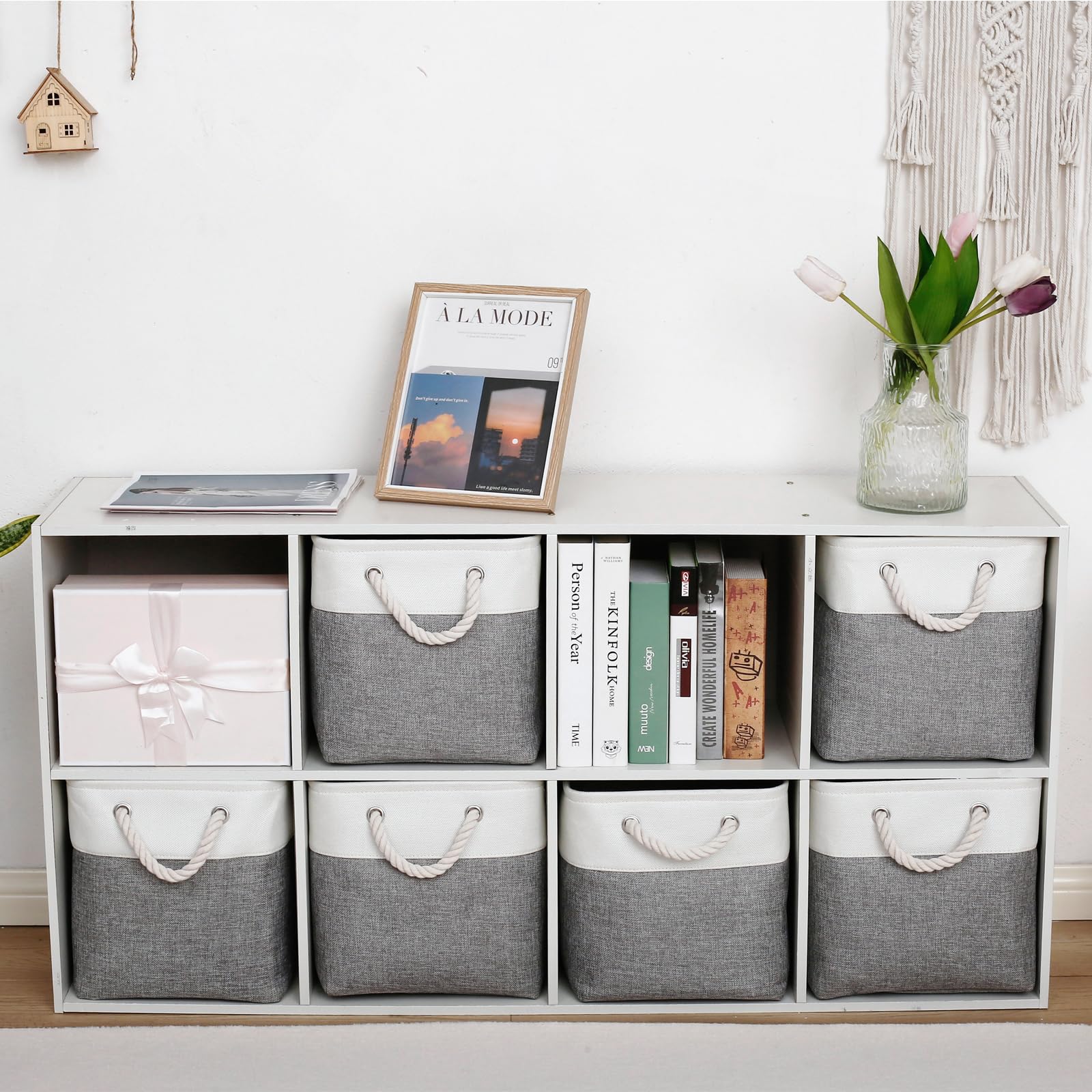 13 Inch 6 Pack Foldable Fabric Storage Cubes with Handles (6 Count)