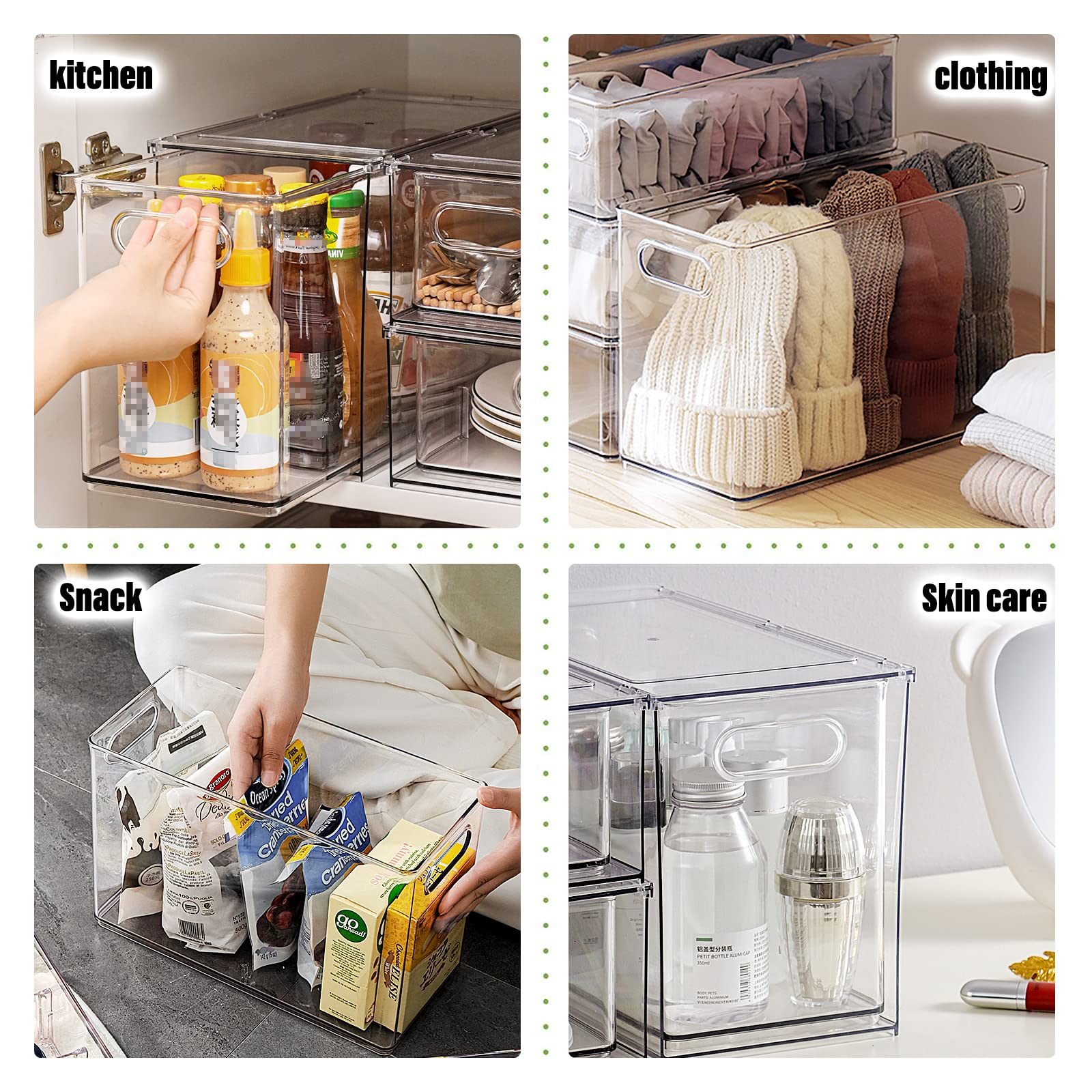 9.5QT Refrigerator Organizer Fridge Storage Bin with Pull