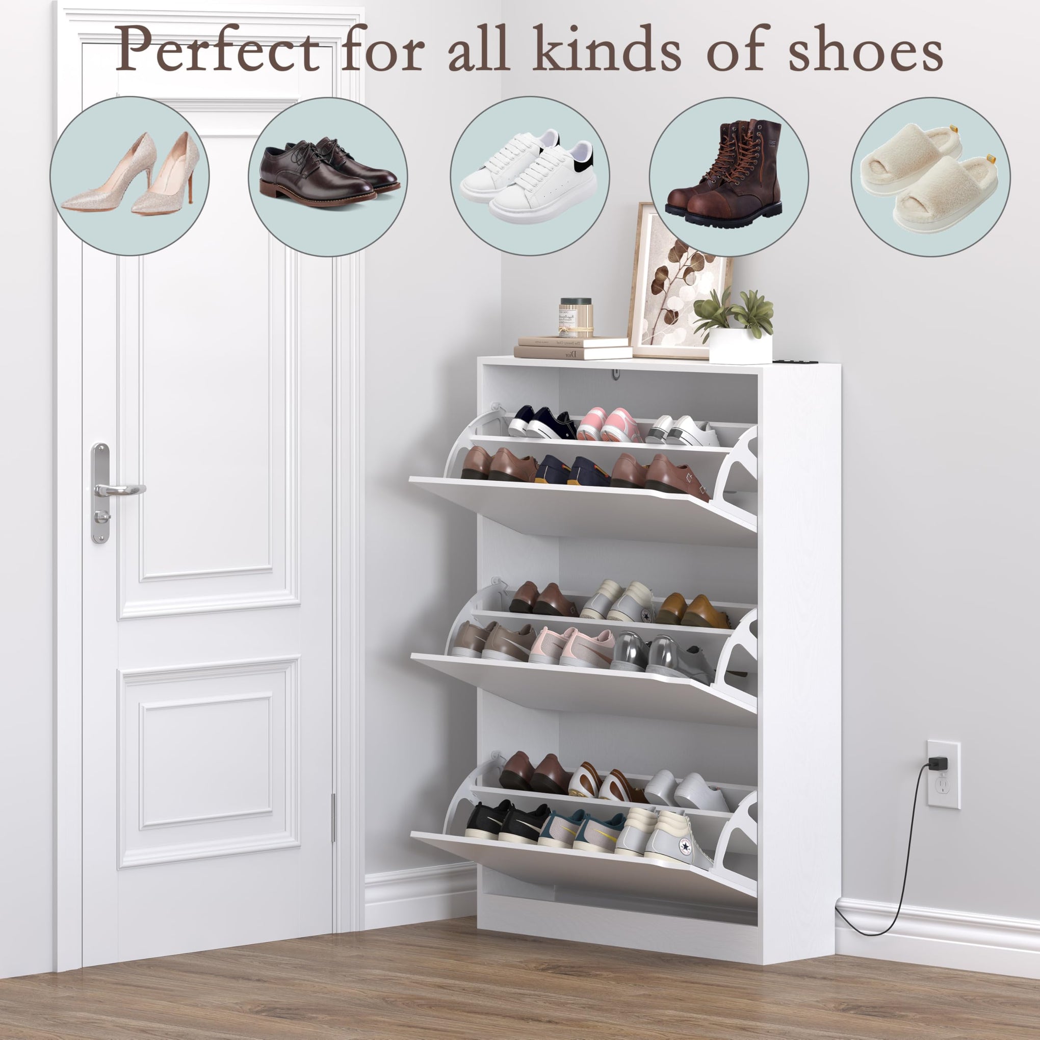 Shoe Cabinet with Odor Control and Back Panels