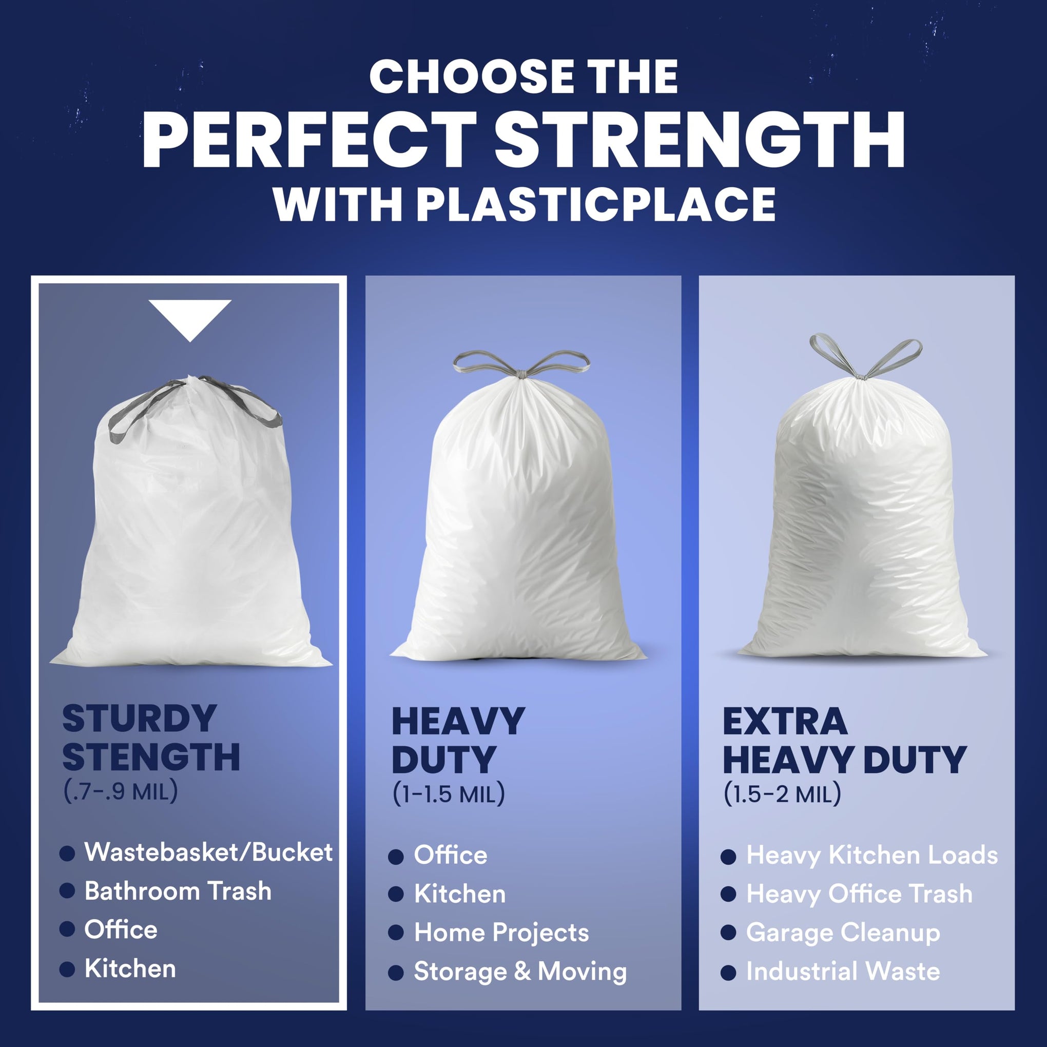 6 Gallon Trash Bags White Drawstring Garbage Can Liners (100 Count)