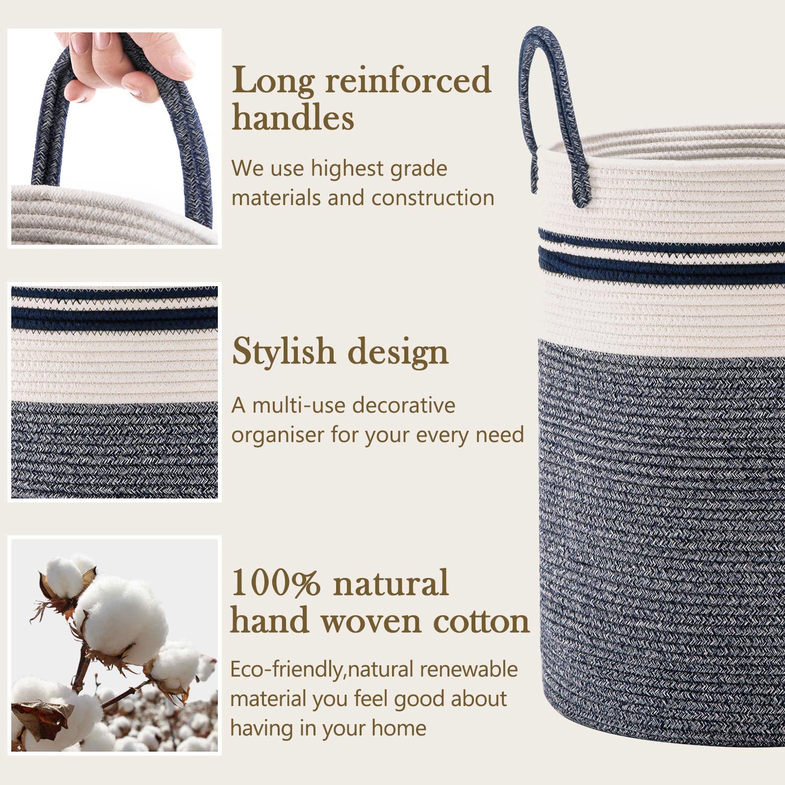 Woven Rope Laundry Hamper Basket by YOUDENOVA - ModHome Supplies