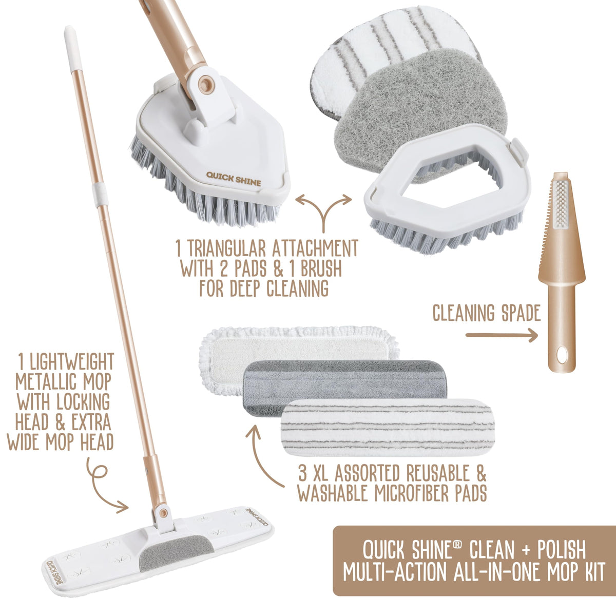Clean + Polish 9 Piece Interchangeable Mop Kit