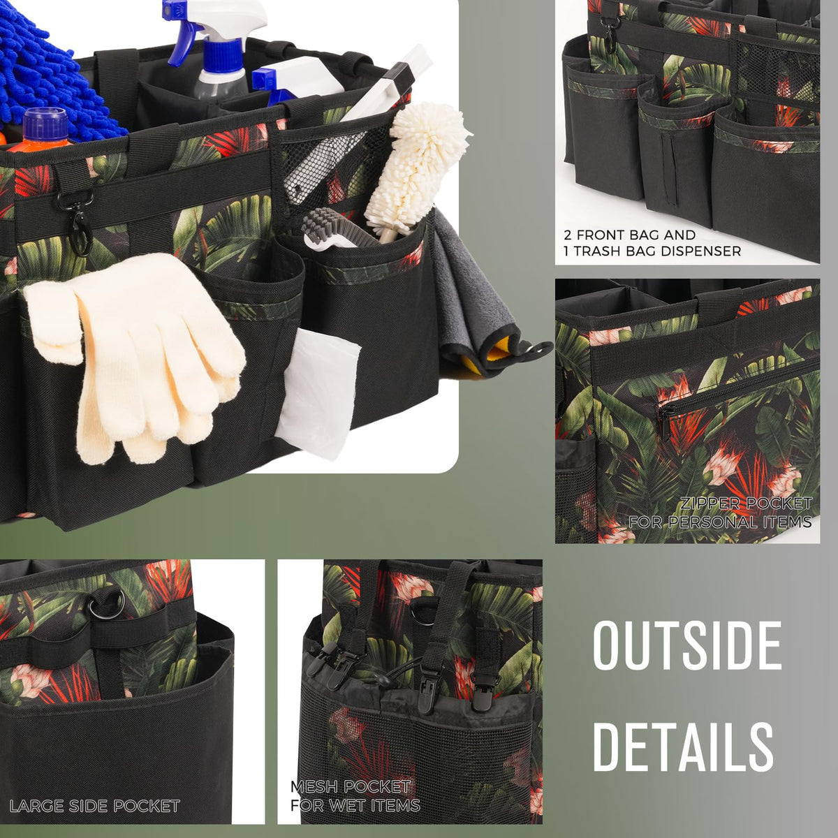 Wearable Cleaning Caddy Organizer With Handle & Shoulder Strap