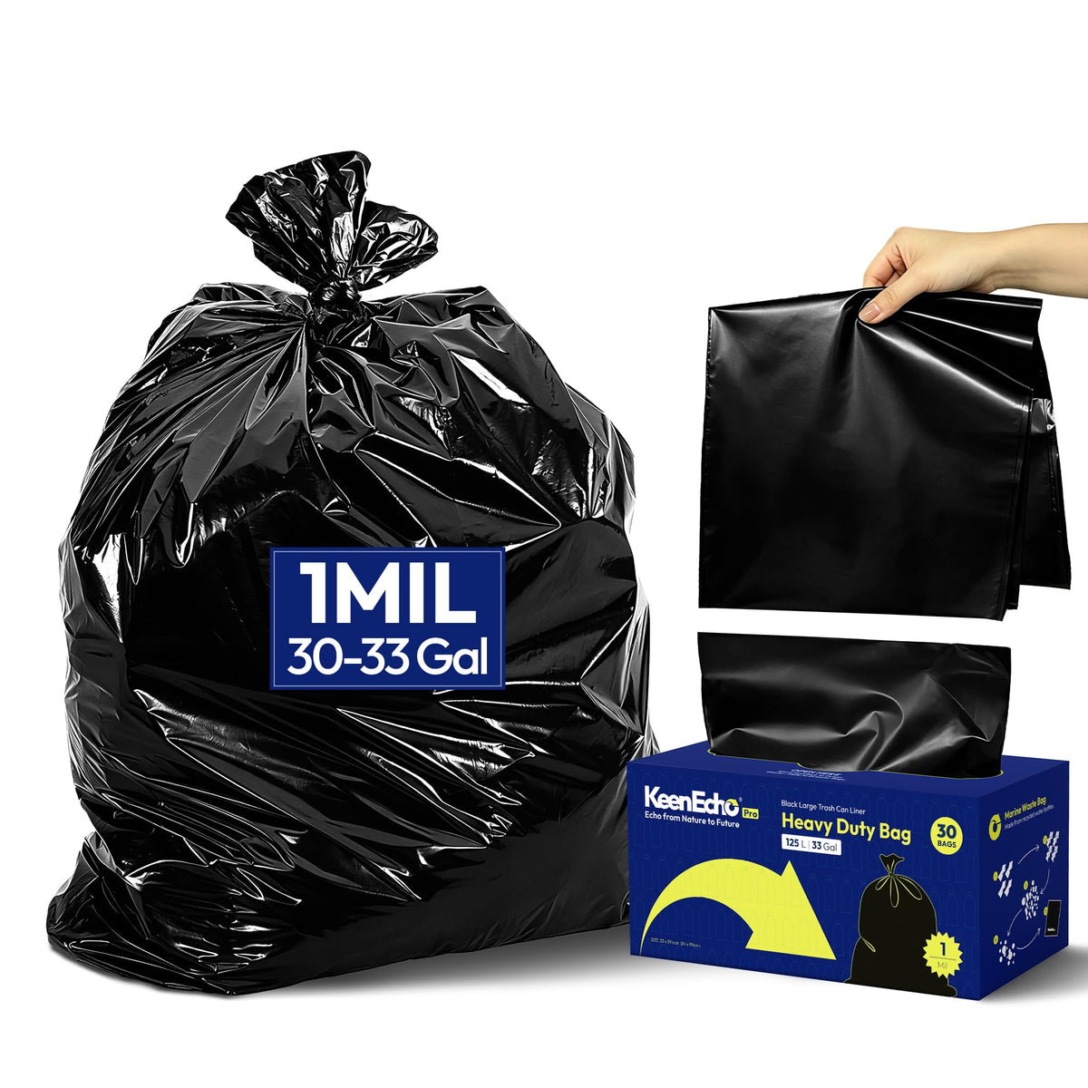 Heavy Duty Trash Bags 33 Gallon 30 Count