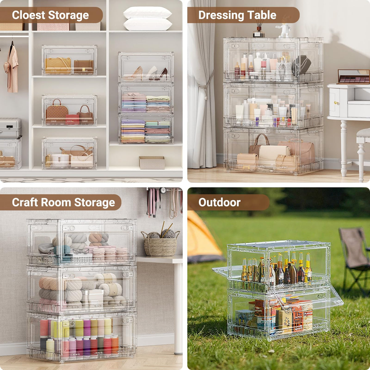 320Qt Stackable Storage Bins with Lids Wheels (4 Count)