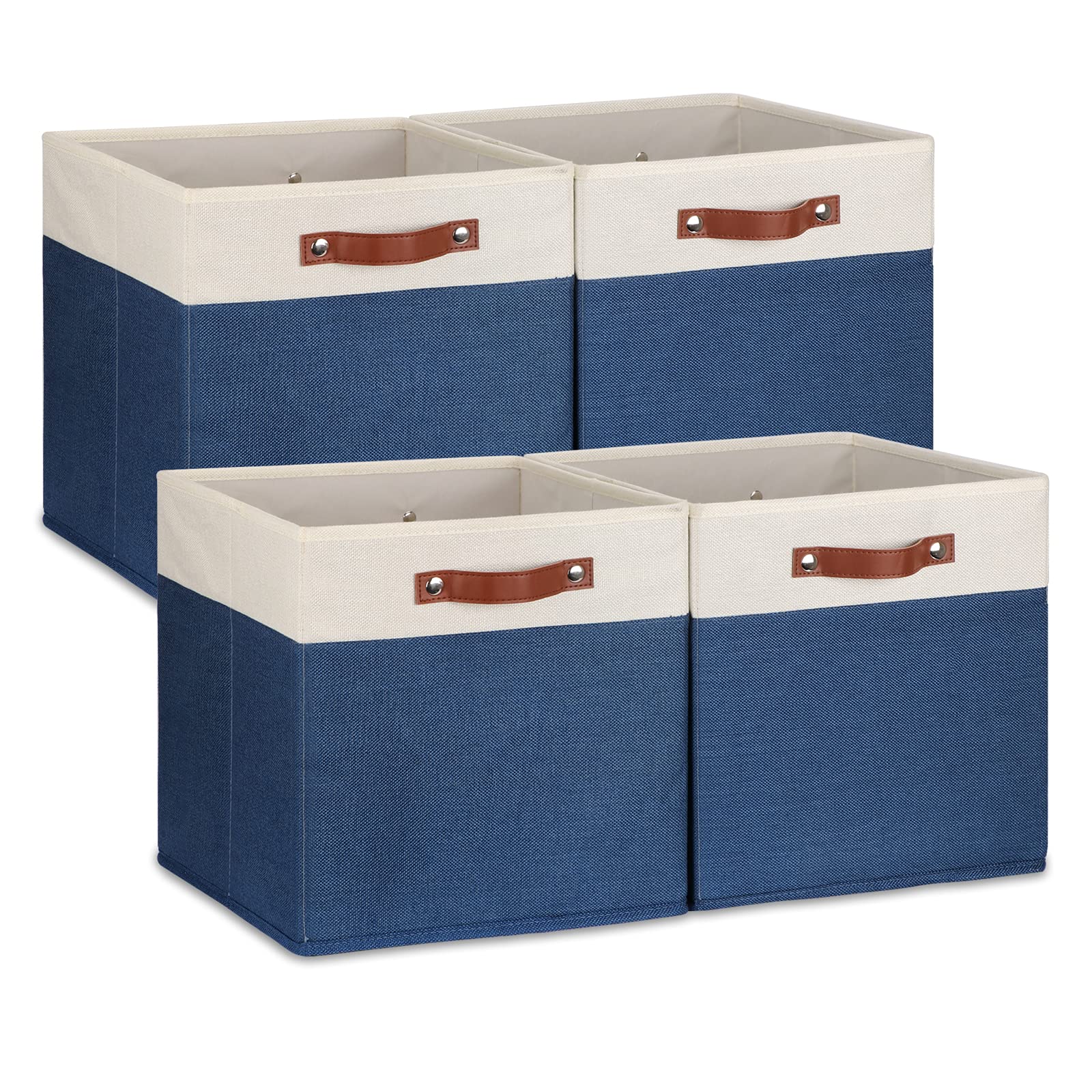 Fabric Storage Bins for Cube Organizer 4 Pack Cube Storage Bins 13 Storage Cubes for Shelves Storage Baskets for Organizing Books