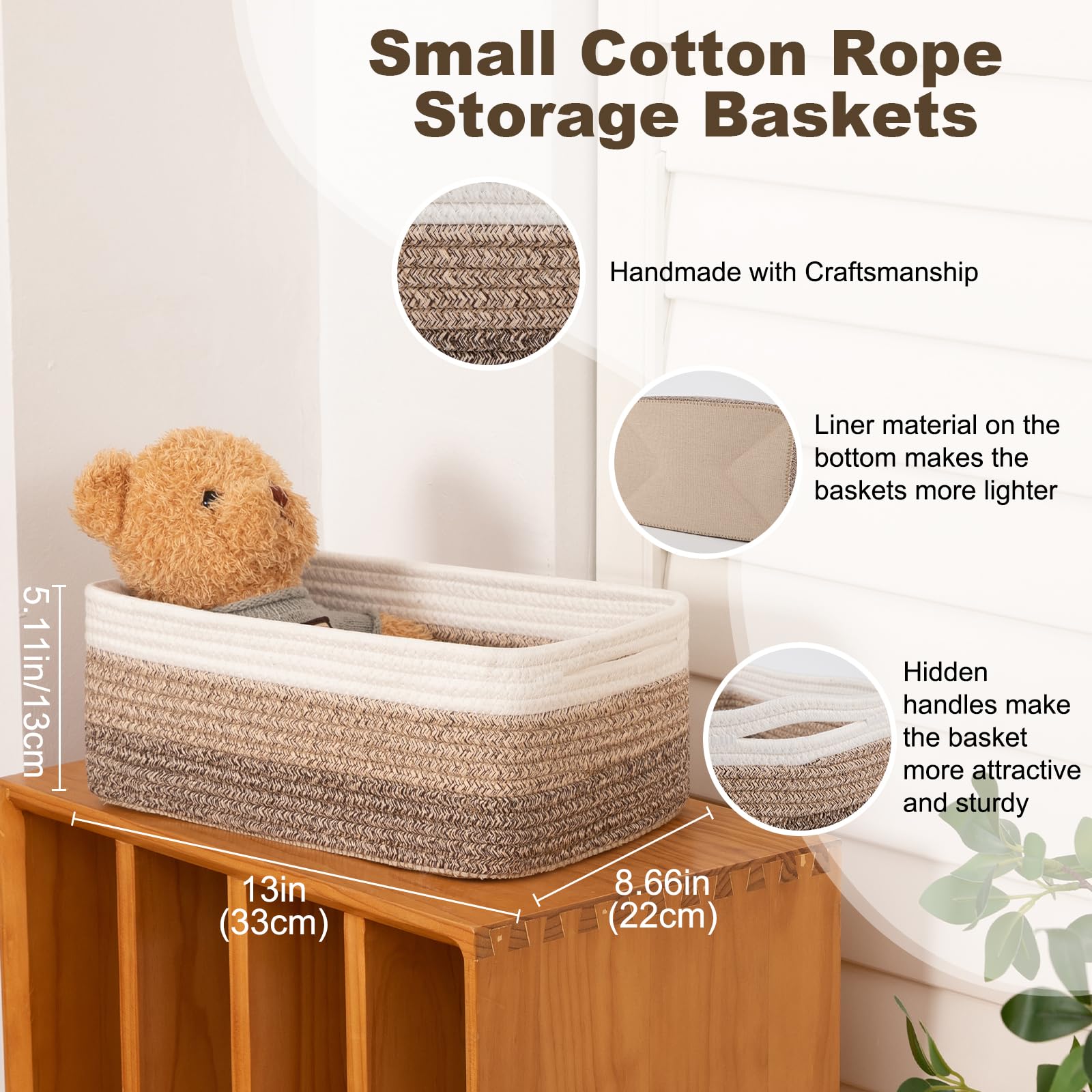 3 Pack Small Storage Baskets for Organizing (3 Count)