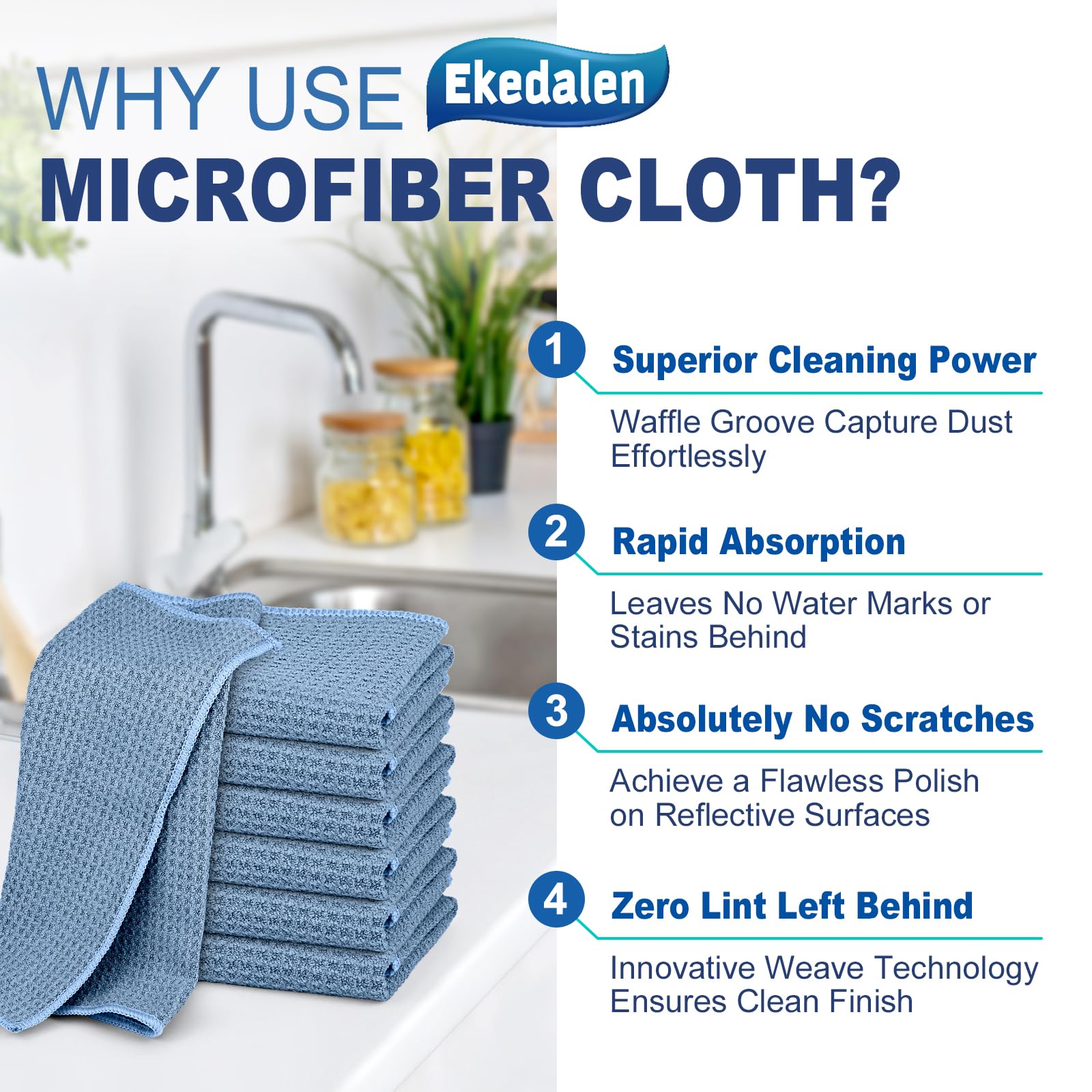 Microfiber Cleaning Cloth Lint Free Glass Polish (6 Count)