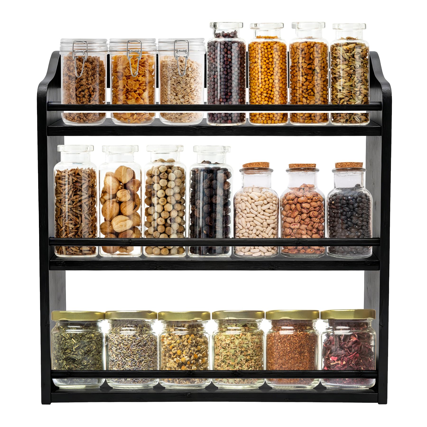 3 Tier Bamboo Spice Rack Wall Mount or Countertop