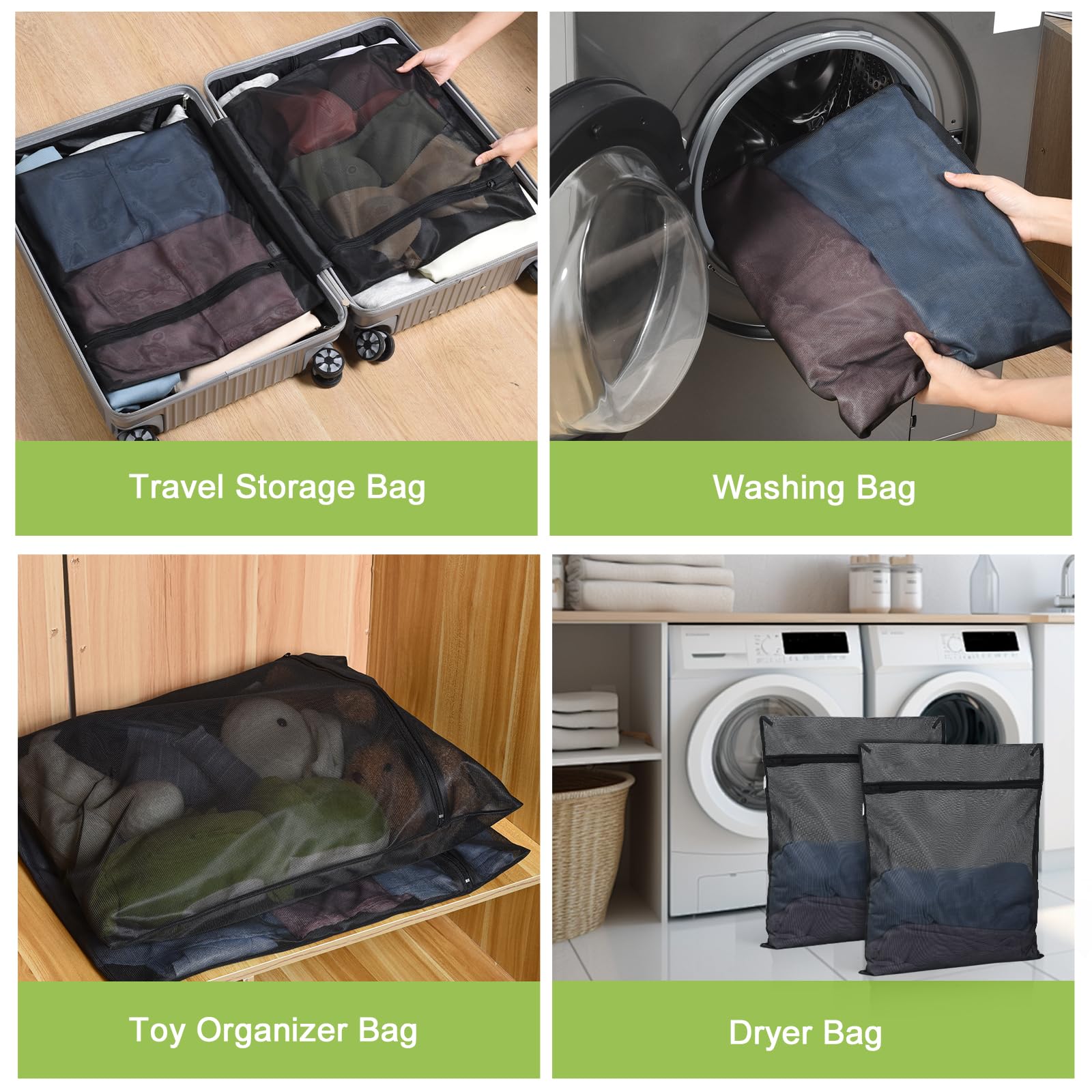 2 Pack Durable Laundry Bags with Zipper 20 x 24 Inch (2 Count)
