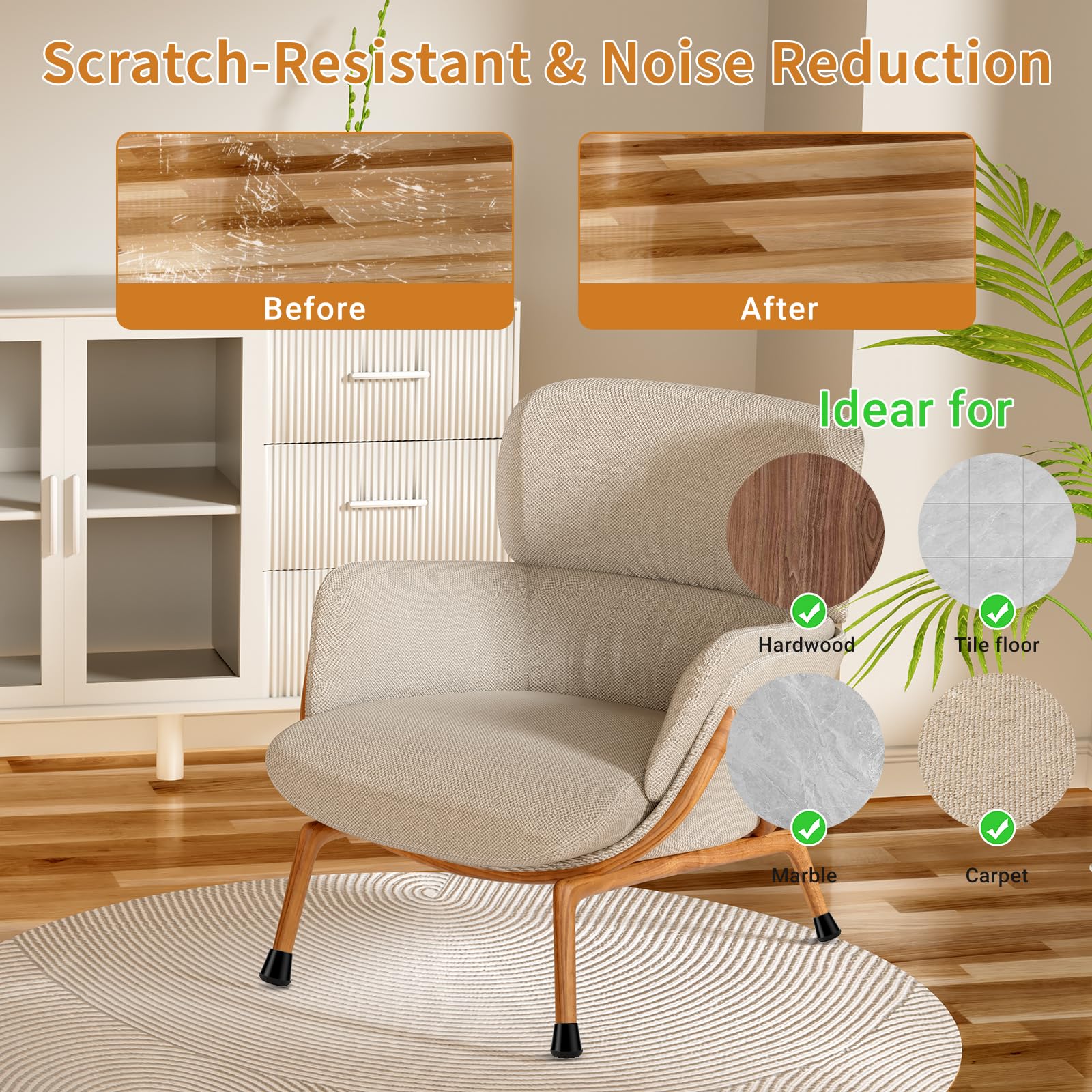 24 PCS Silicone Chair Leg Floor Protectors Large (24 Count)