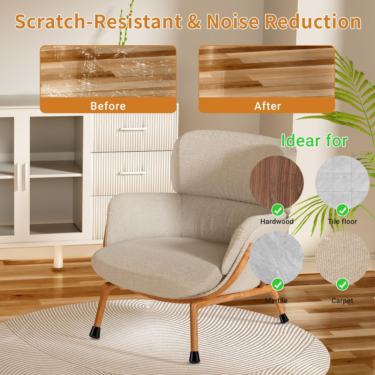24 PCS Silicone Chair Leg Floor Protectors Small (24 Count)