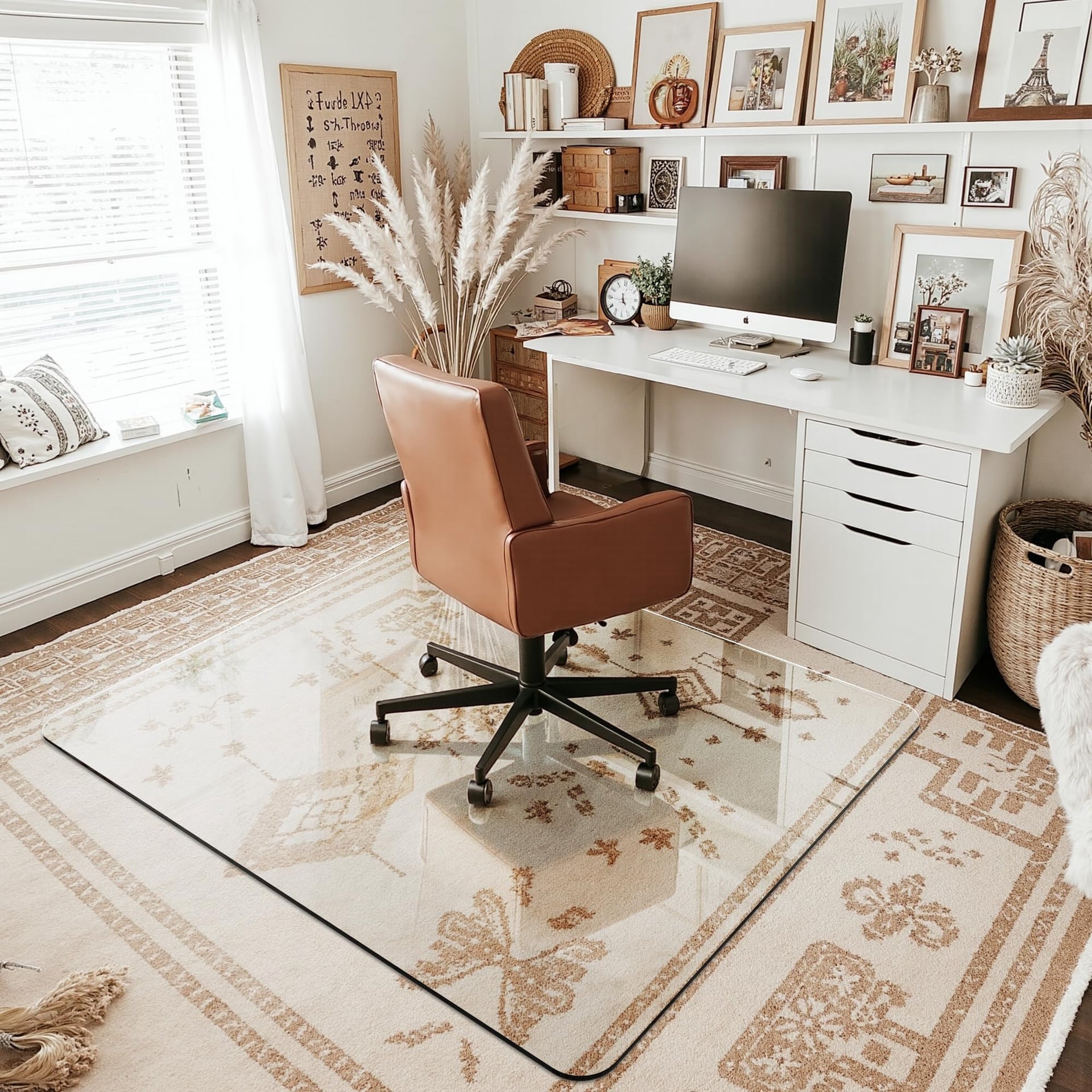 46"x55" Tempered Glass Chair Mat for Carpet & Hardwood Floors