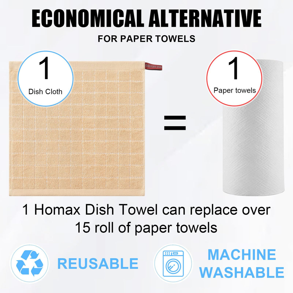 100% Cotton Terry Kitchen Dish Cloths (8 Count)