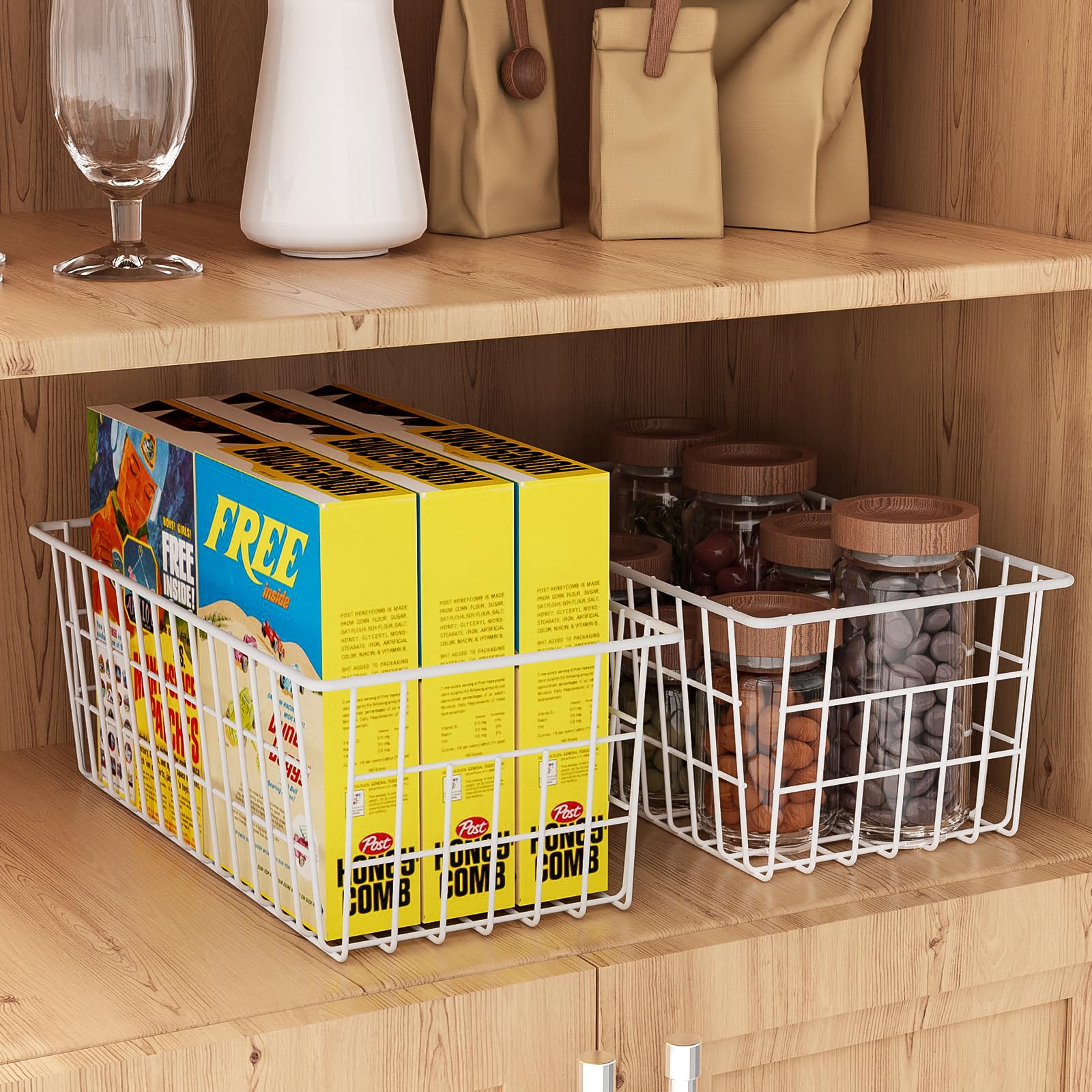 Upright Freezer Organizer Bins Metal Wire Storage Container Basket (4 Count)