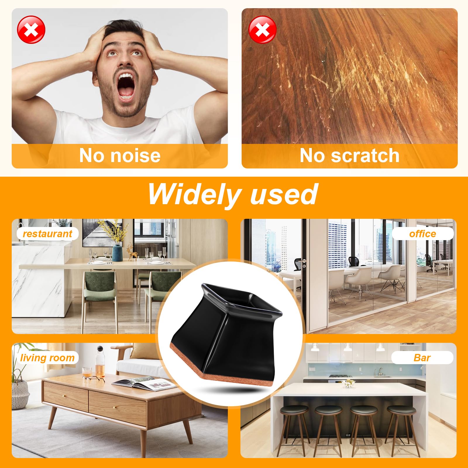 32 Pack Square Chair Leg Floor Protectors for Hardwood Floors