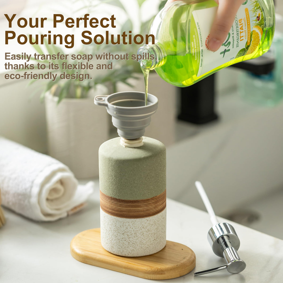 Ceramic Dish Soap Dispenser for Bathroom Shower Hand Soap Dispenser
