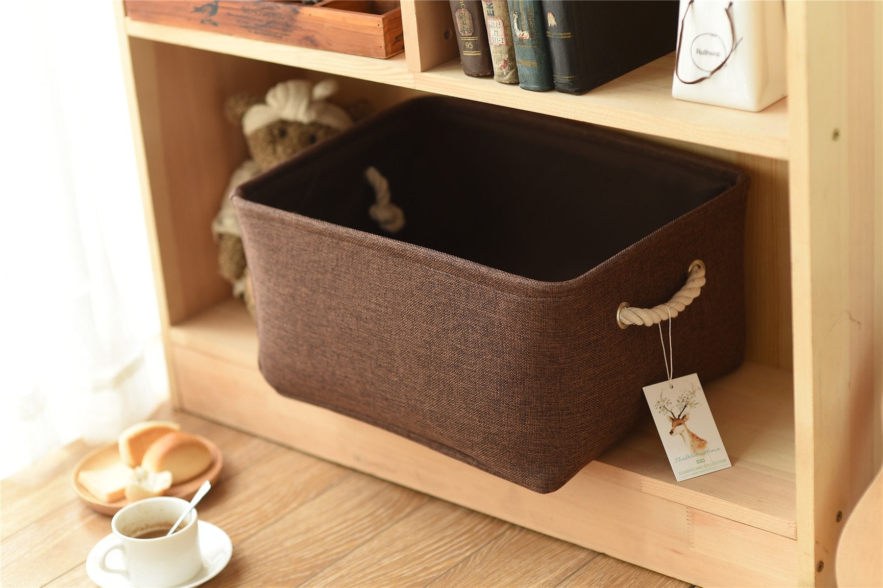 Decorative Basket Rectangular Fabric Storage Bin Organizer Basket with Handles for Clothes Storage