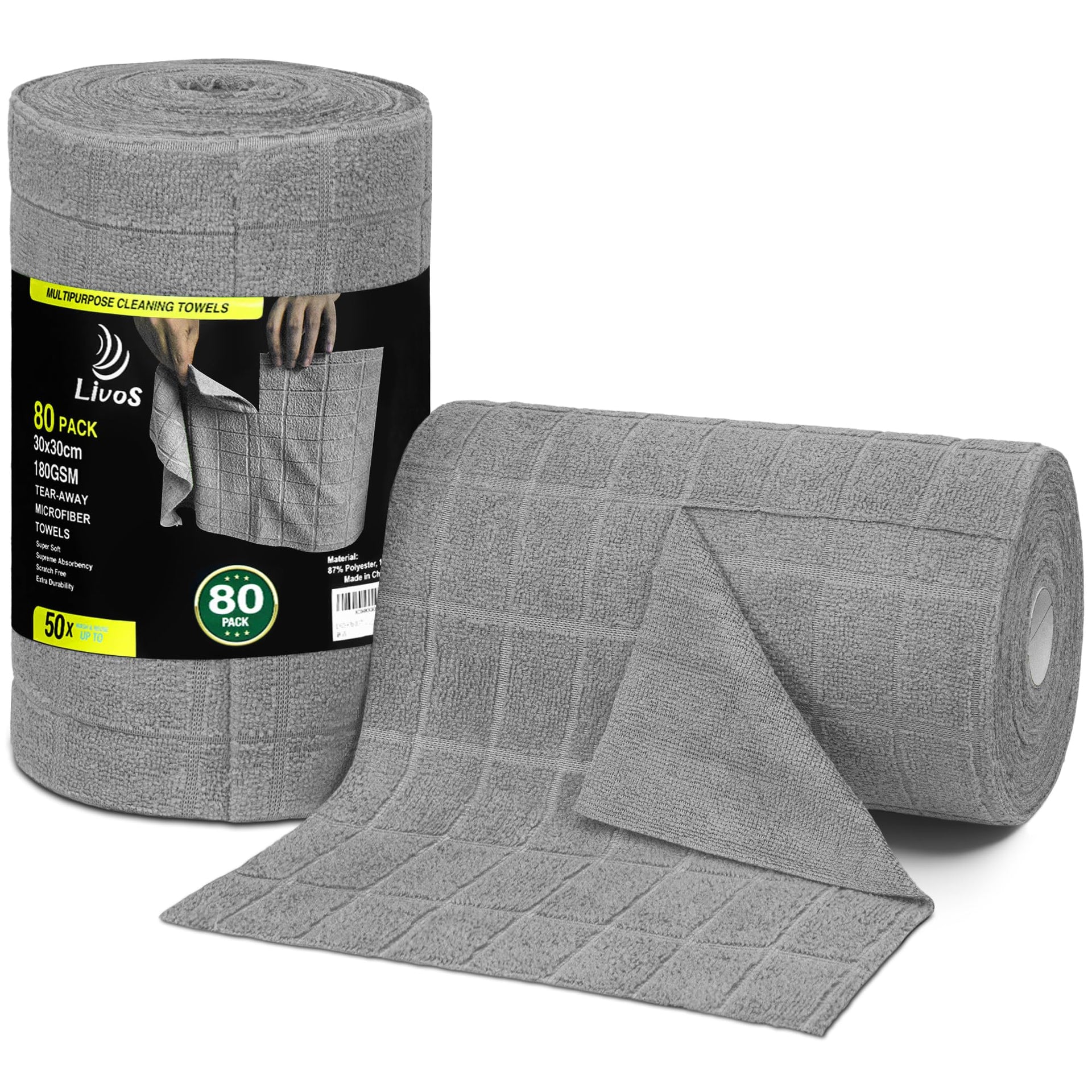 Microfiber Cleaning Cloth Roll (80 Count)