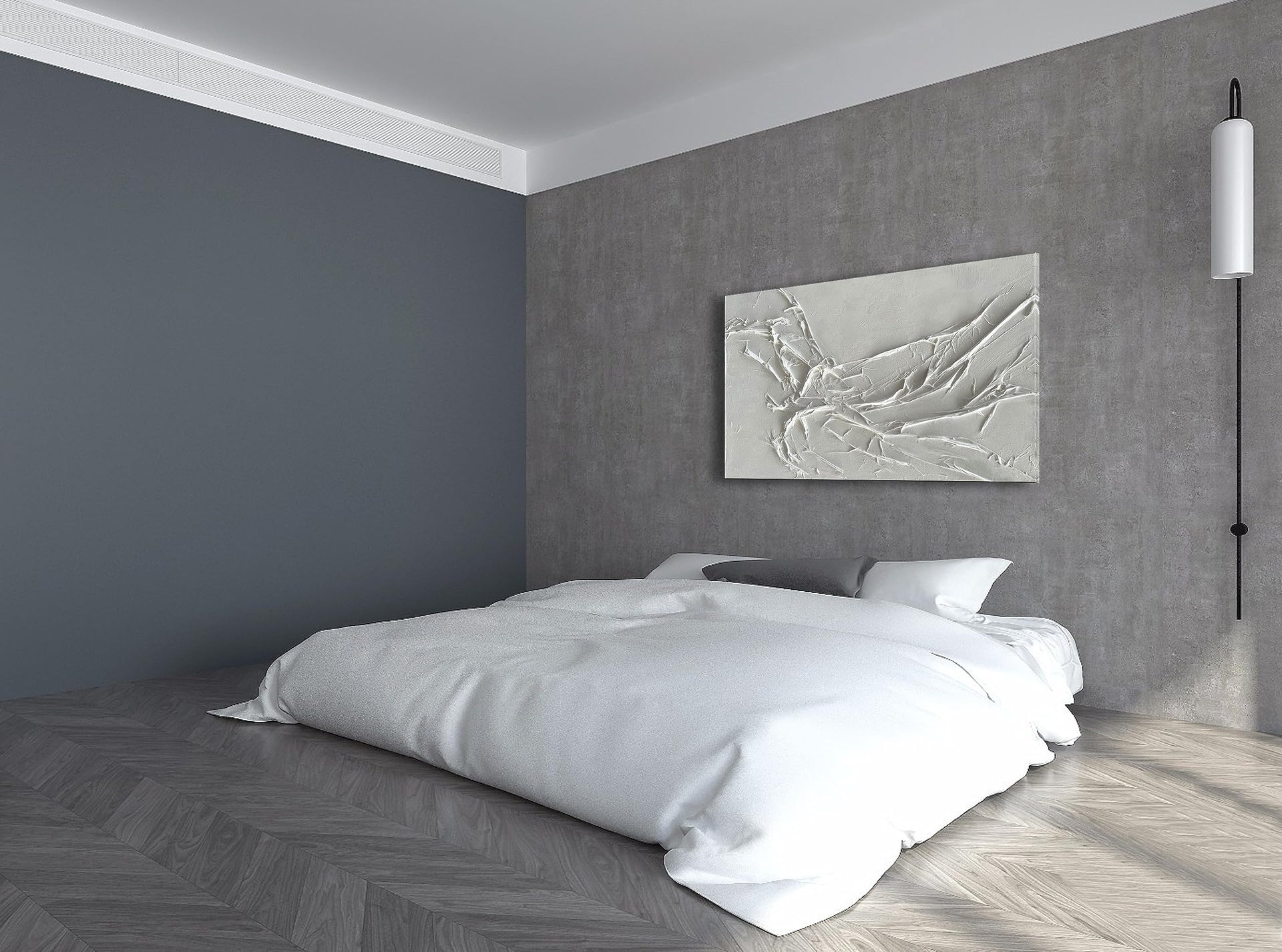 Hand Painted White Texture Abstract Art Painting Minimalist Art Home Office Hallway Wall Decoration Oil Painting 24x36 inches