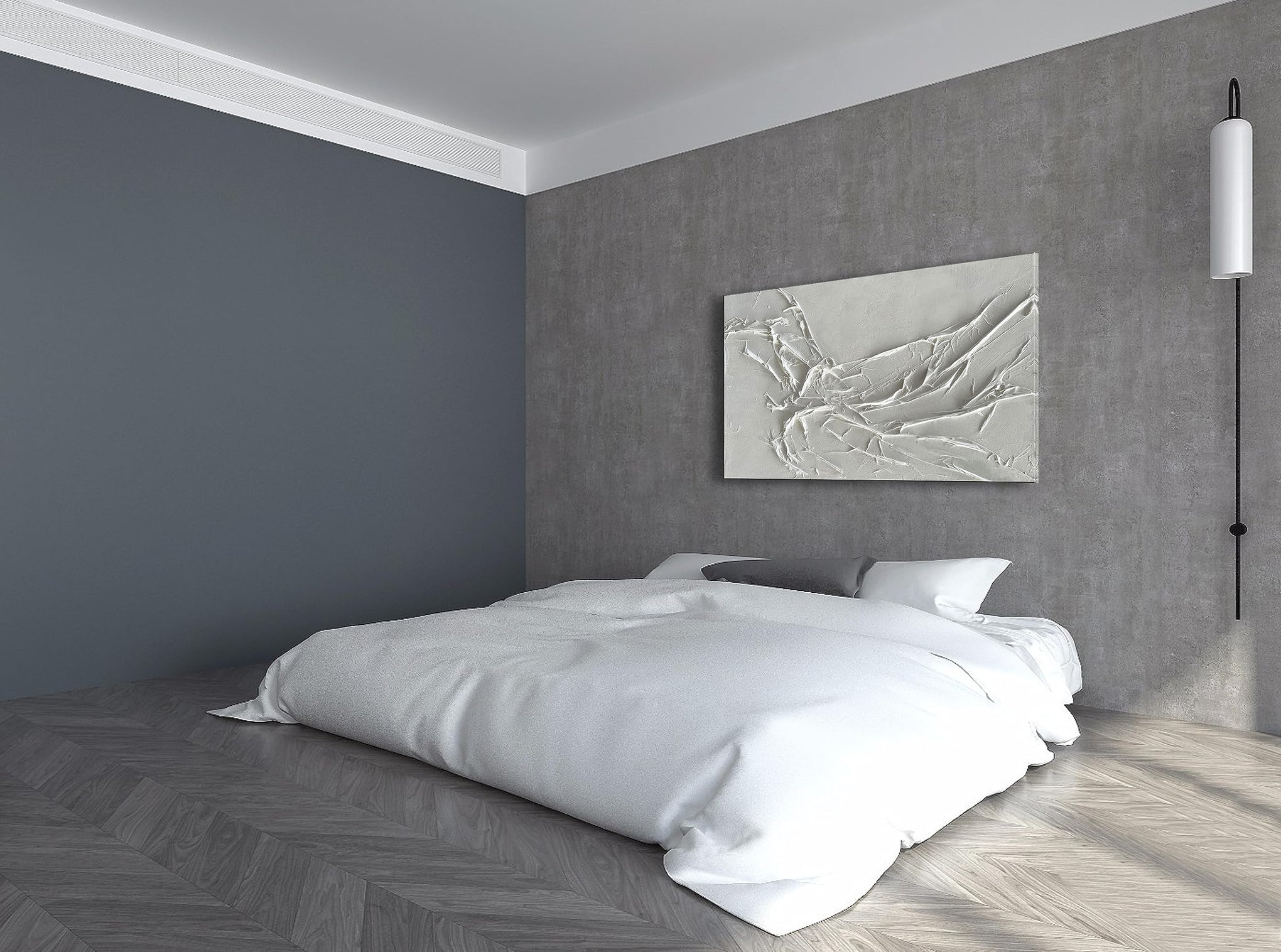 Hand Painted White Texture Abstract Art Painting Minimalist Art Home Office Hallway Wall Decoration Oil Painting 24x36 inches