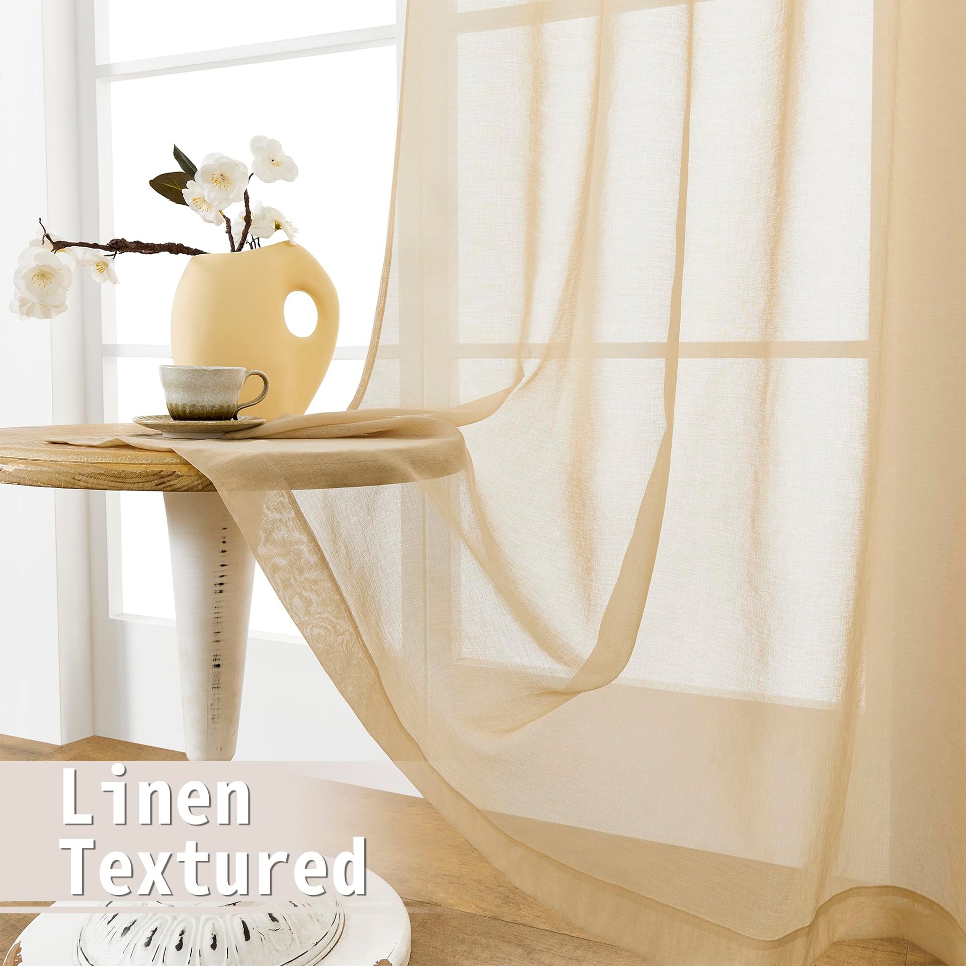 Small Sheer Door Curtain Closet Linen Textured Curtain Sheers Doorway Light Filtering Voile French Door Rod Pocket Curtains Patio Glass Doors
