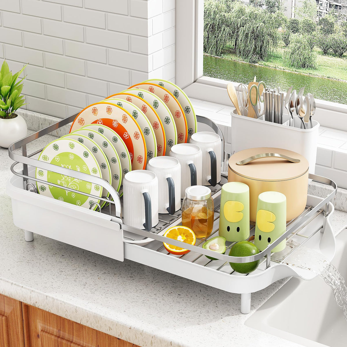 Expandable Dish Drying Rack for Small Kitchen Counter