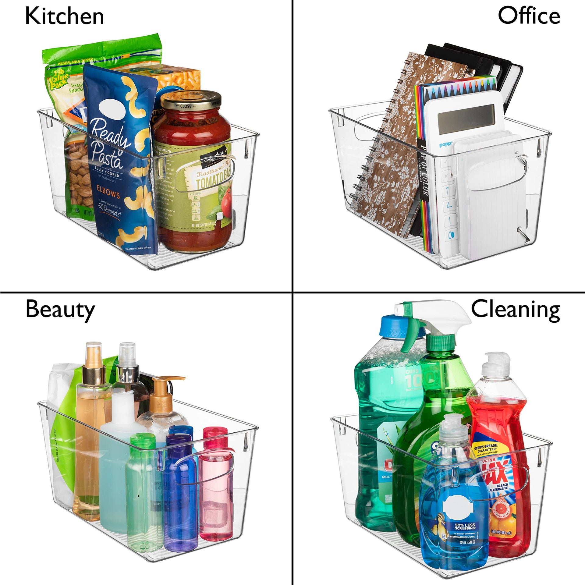 Clear Plastic Storage Bins (6 Count)